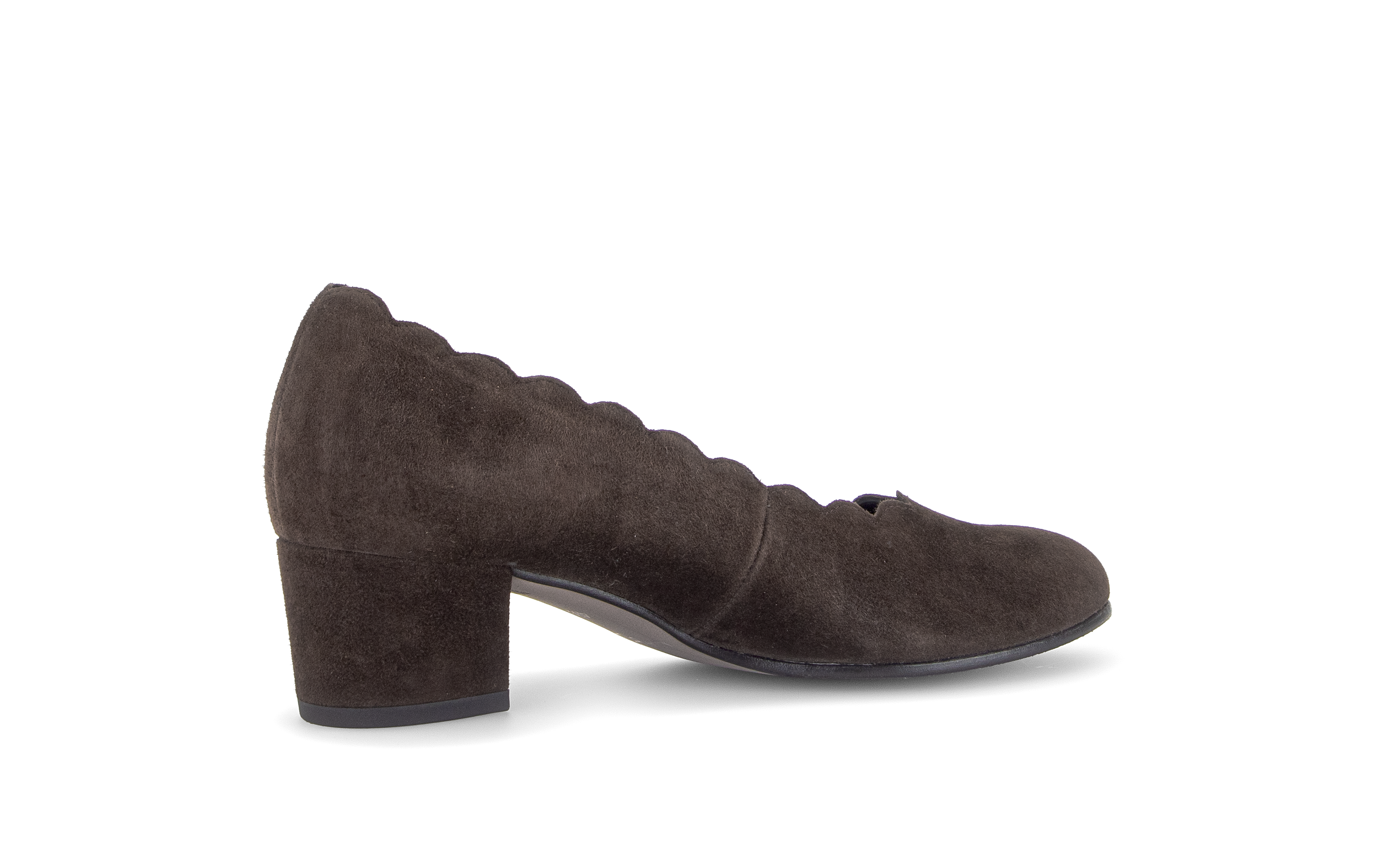 Gabor Gigi mocca brown scalloped court shoes, rotating product angle 11.