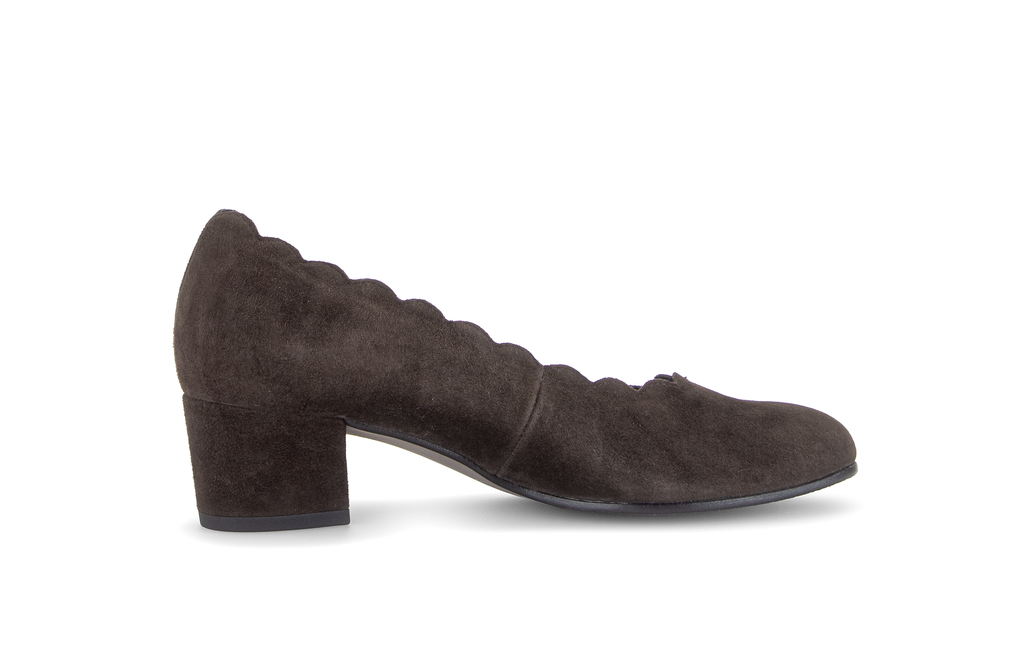 Gabor Gigi mocca brown scalloped court shoes, rotating product angle 12.