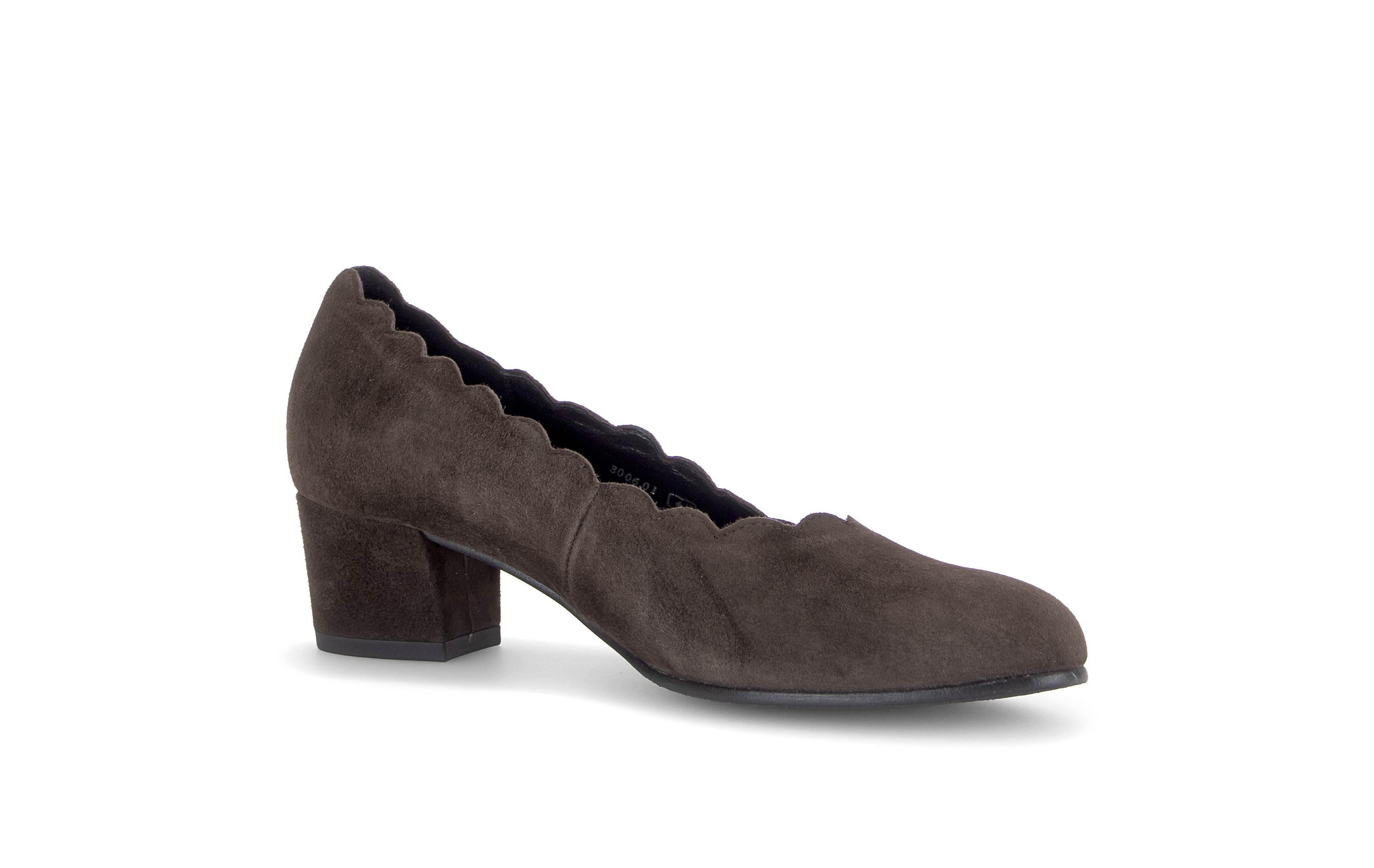 Gabor Gigi mocca brown scalloped court shoes, rotating product angle 15.