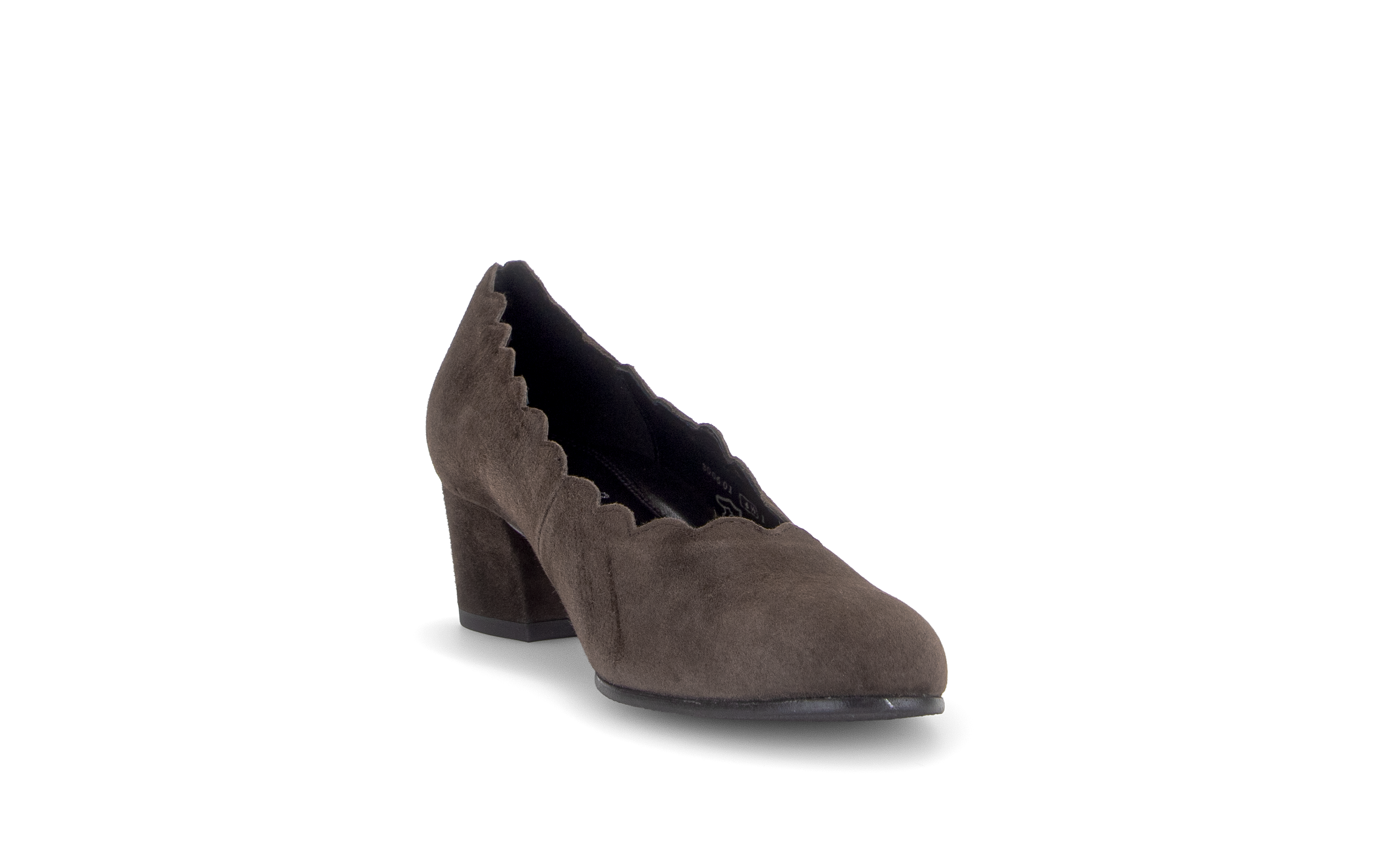 Gabor Gigi mocca brown scalloped court shoes, rotating product angle 17.