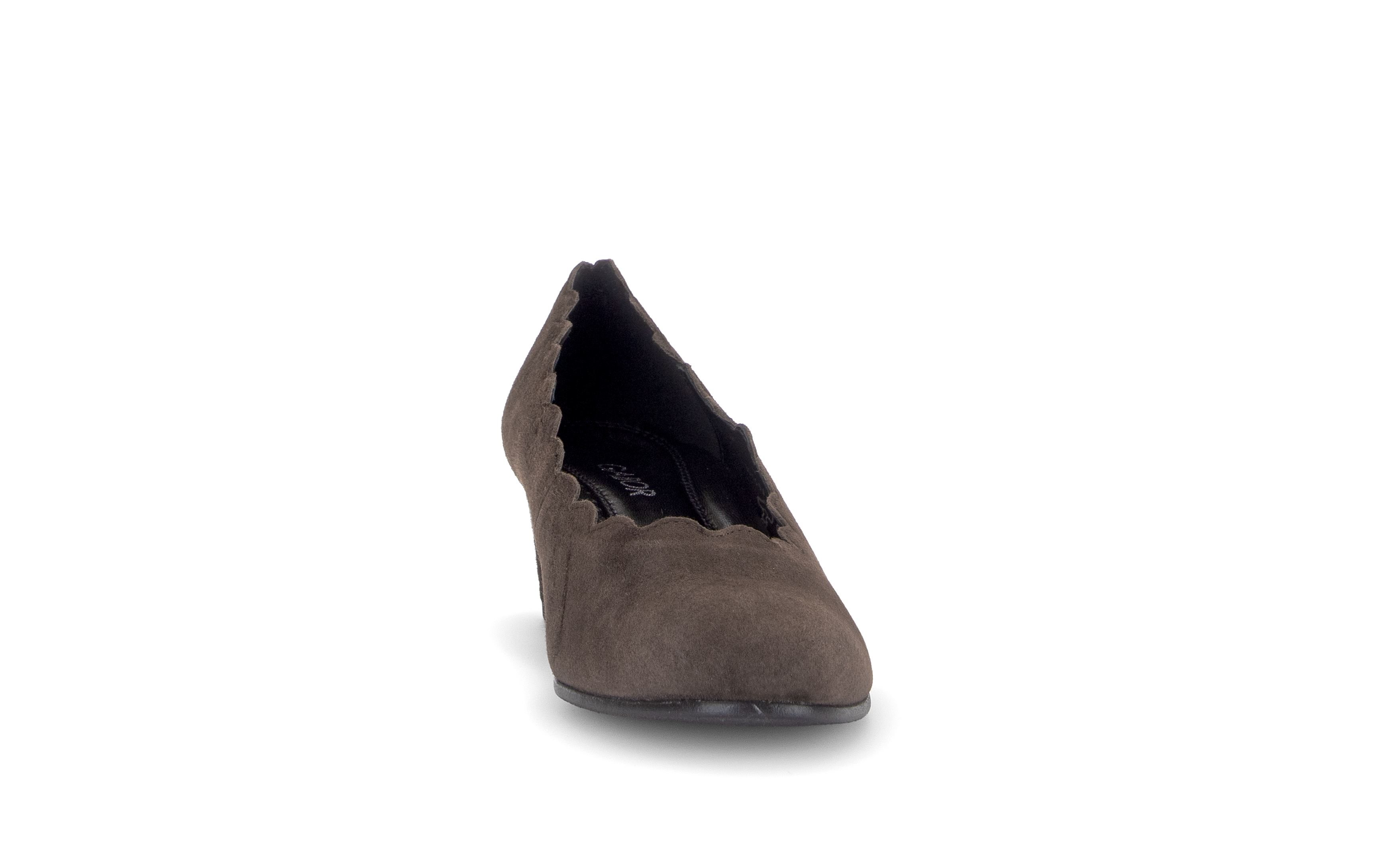 Gabor Gigi mocca brown scalloped court shoes, rotating product angle 18.