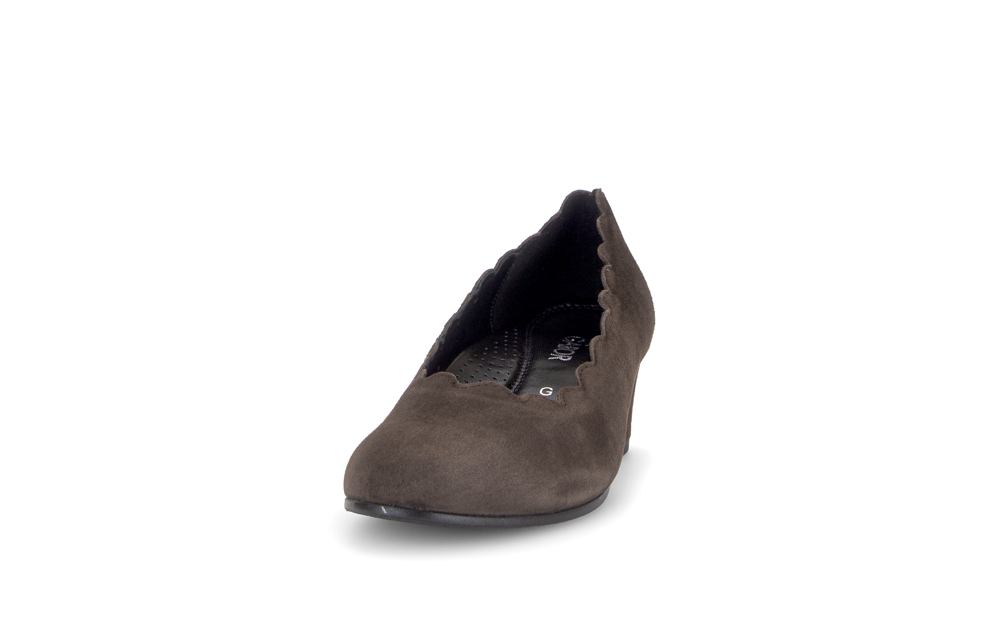 Gabor Gigi mocca brown scalloped court shoes, rotating product angle 20.