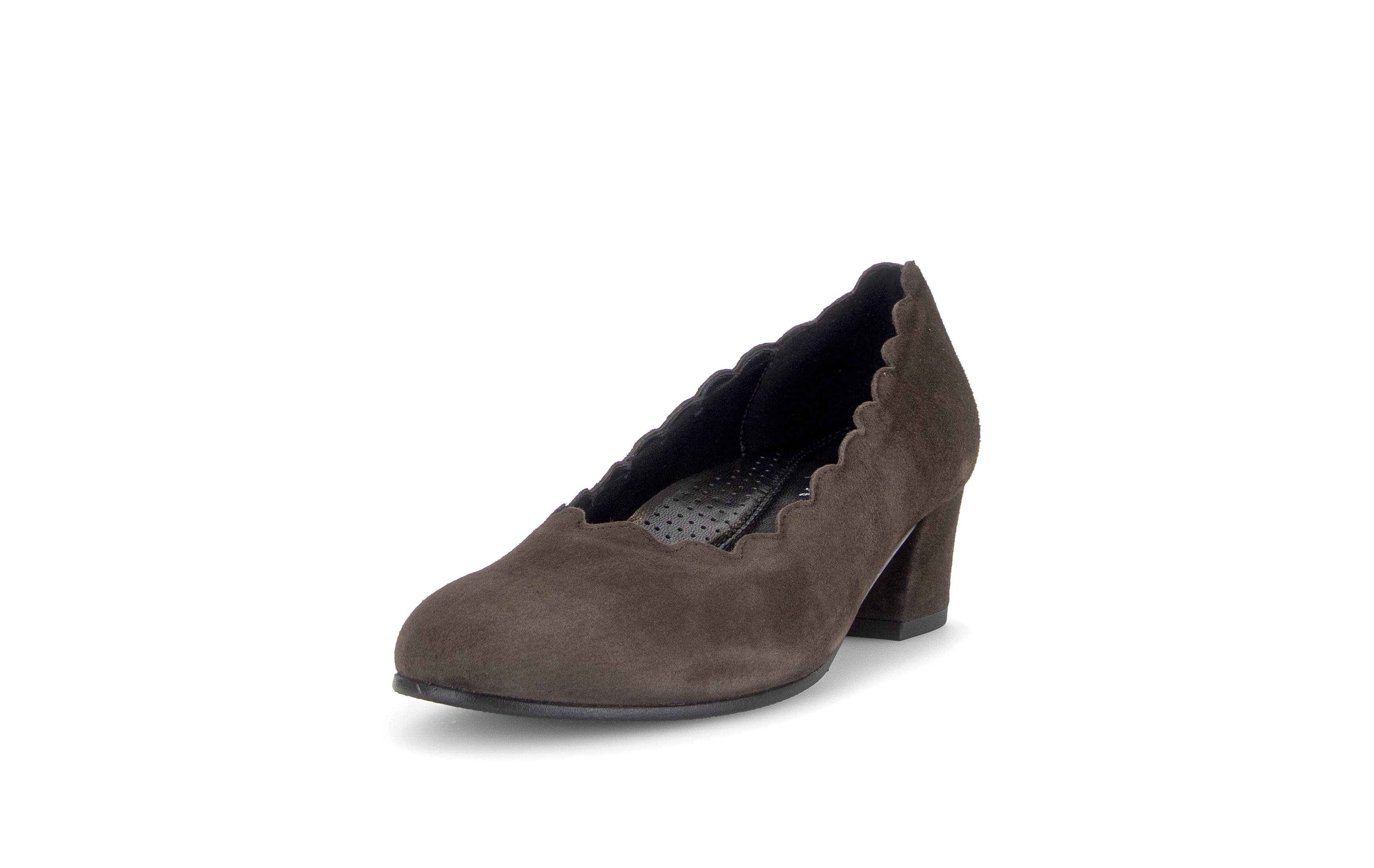 Gabor Gigi mocca brown scalloped court shoes, rotating product angle 21.