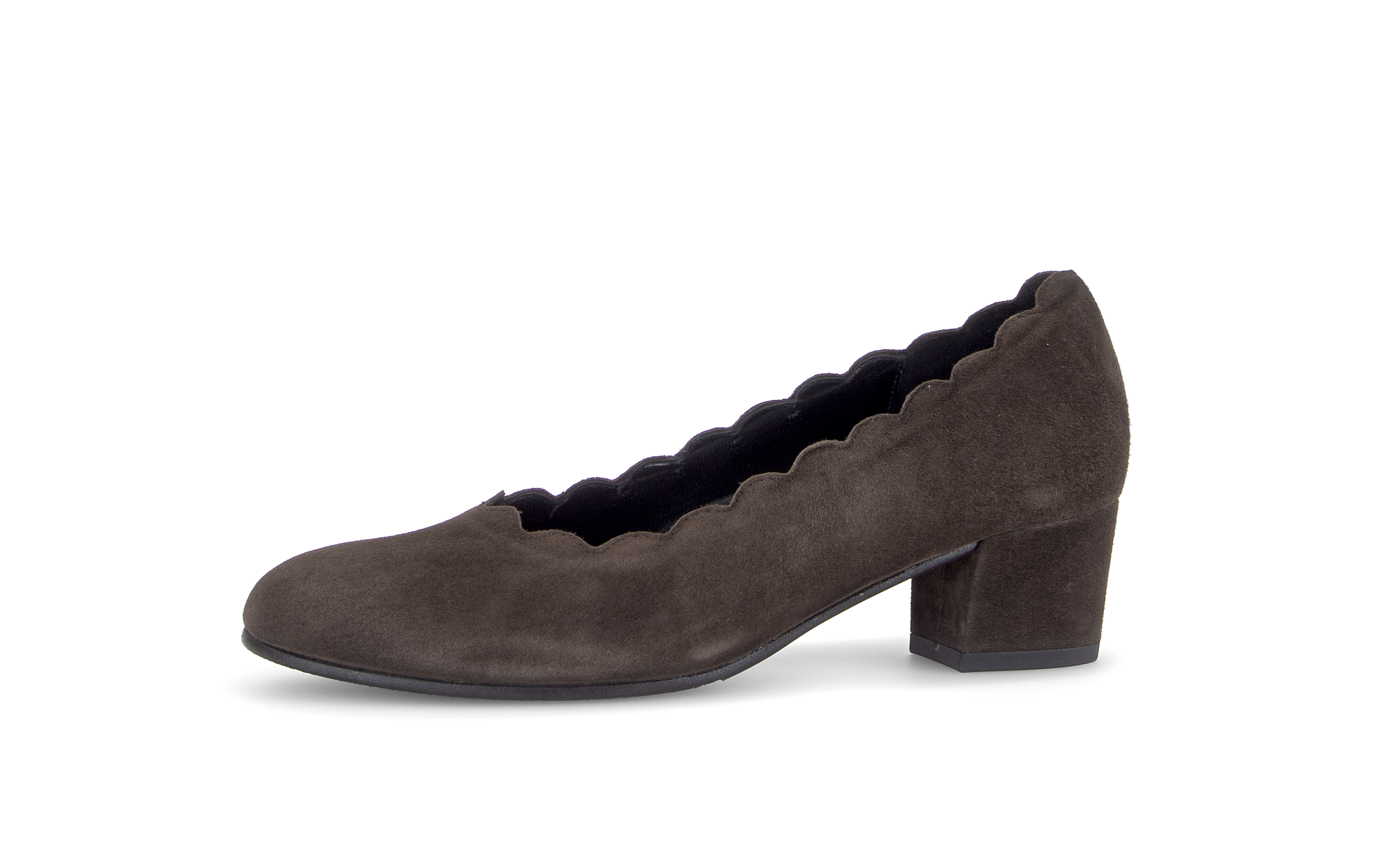 Gabor Gigi mocca brown scalloped court shoes, rotating product angle 24.