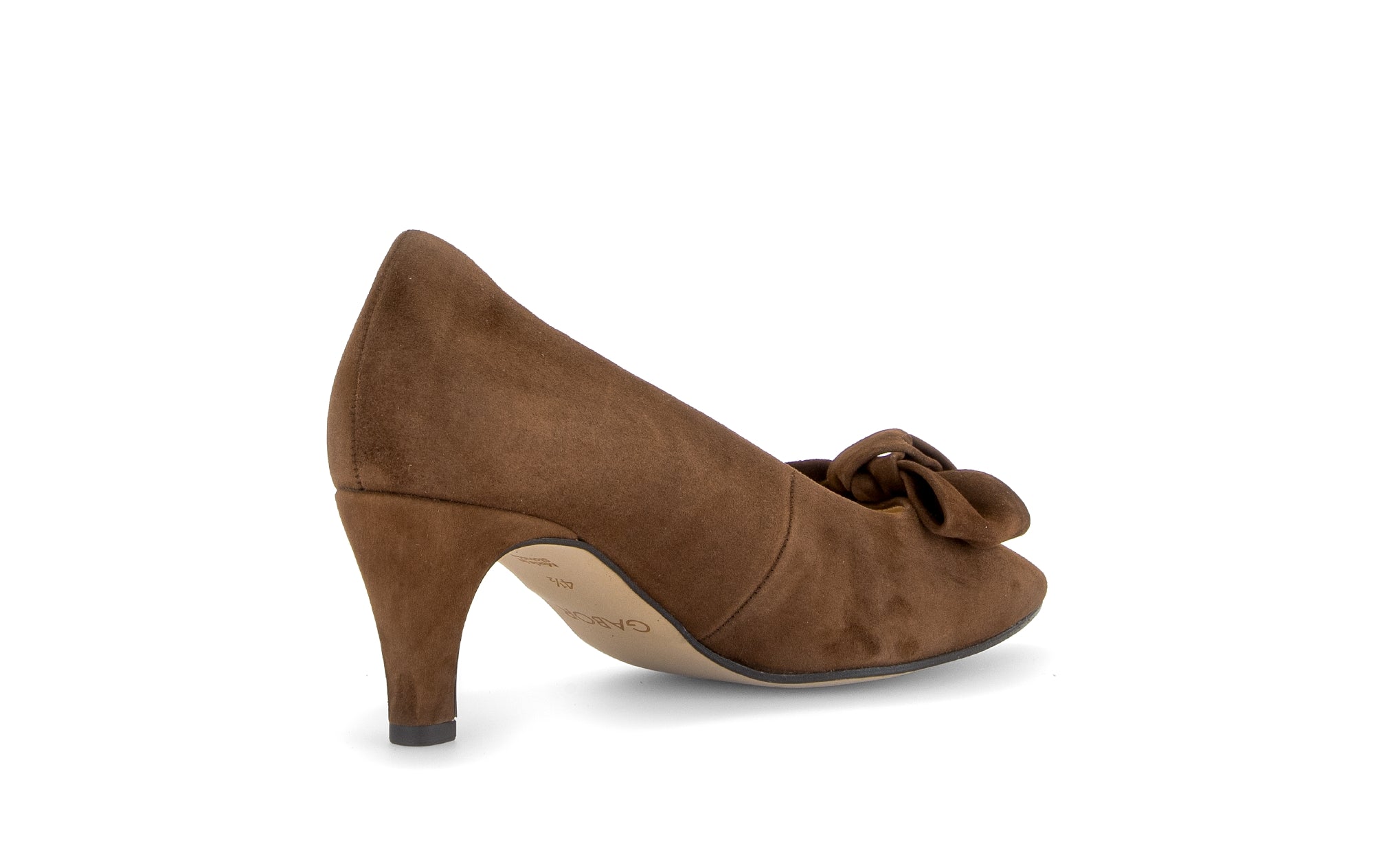 Gabor Dusty cacao brown bow trim court shoes, rotating product angle 10.
