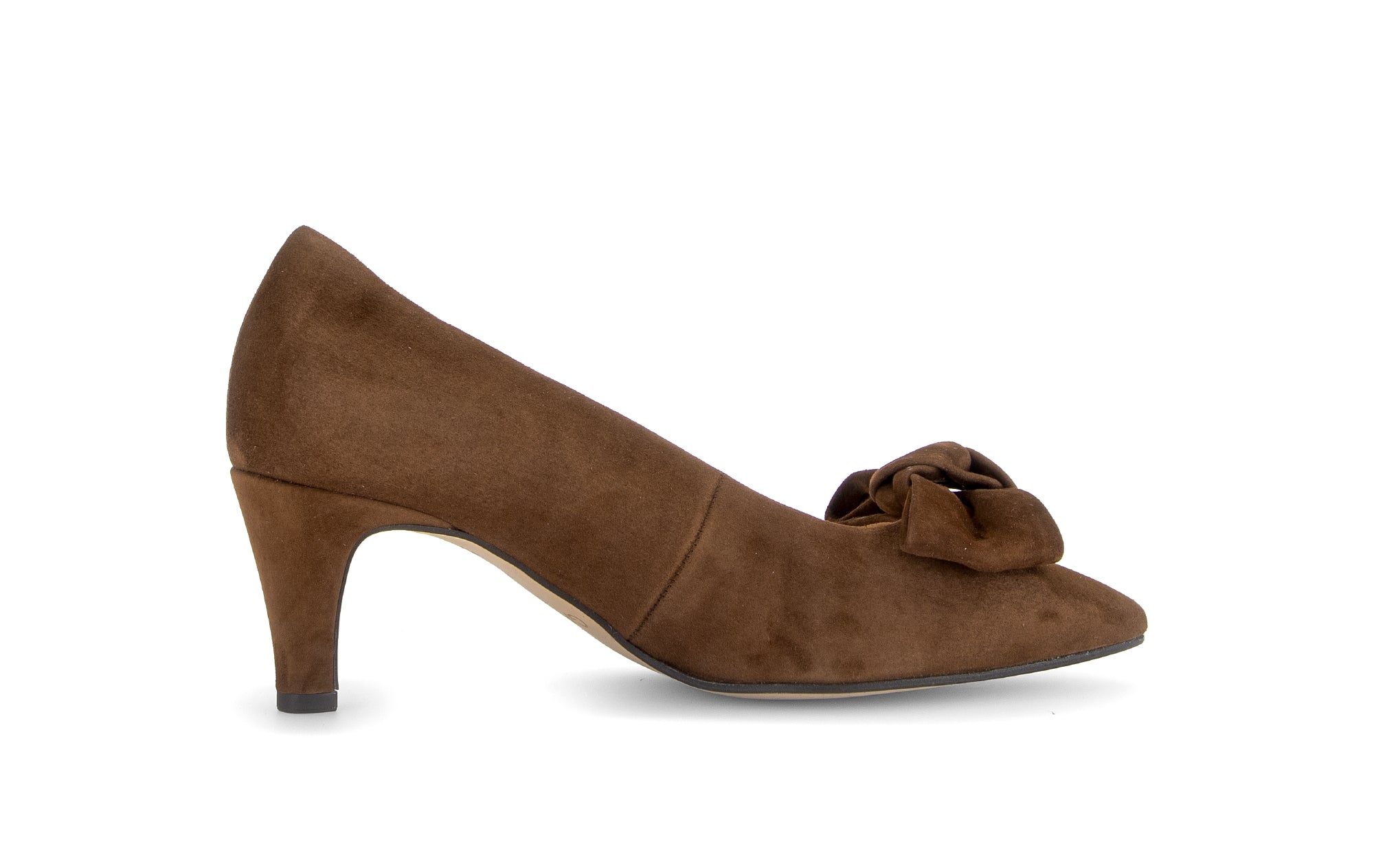 Gabor Dusty cacao brown bow trim court shoes, rotating product angle 12.