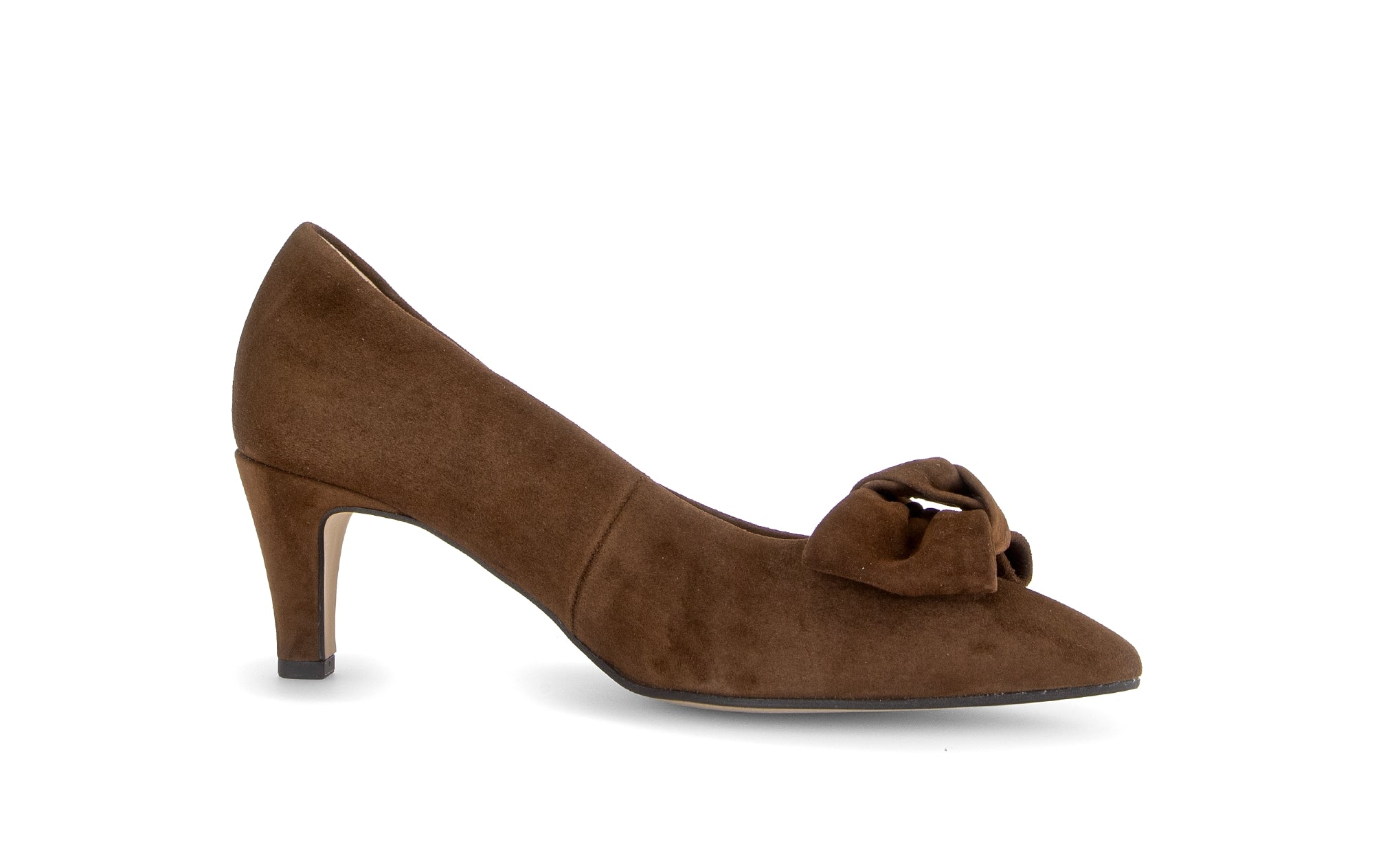 Gabor Dusty cacao brown bow trim court shoes, rotating product angle 14.