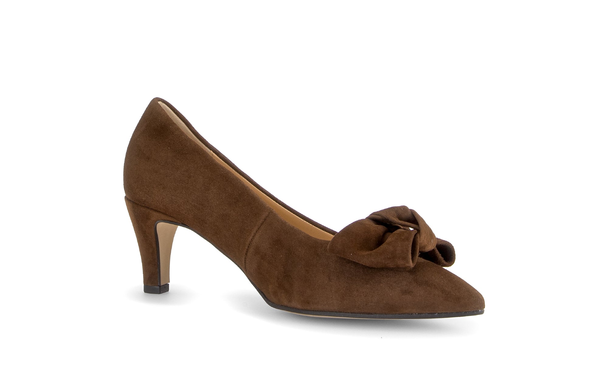 Gabor Dusty cacao brown bow trim court shoes, rotating product angle 15.