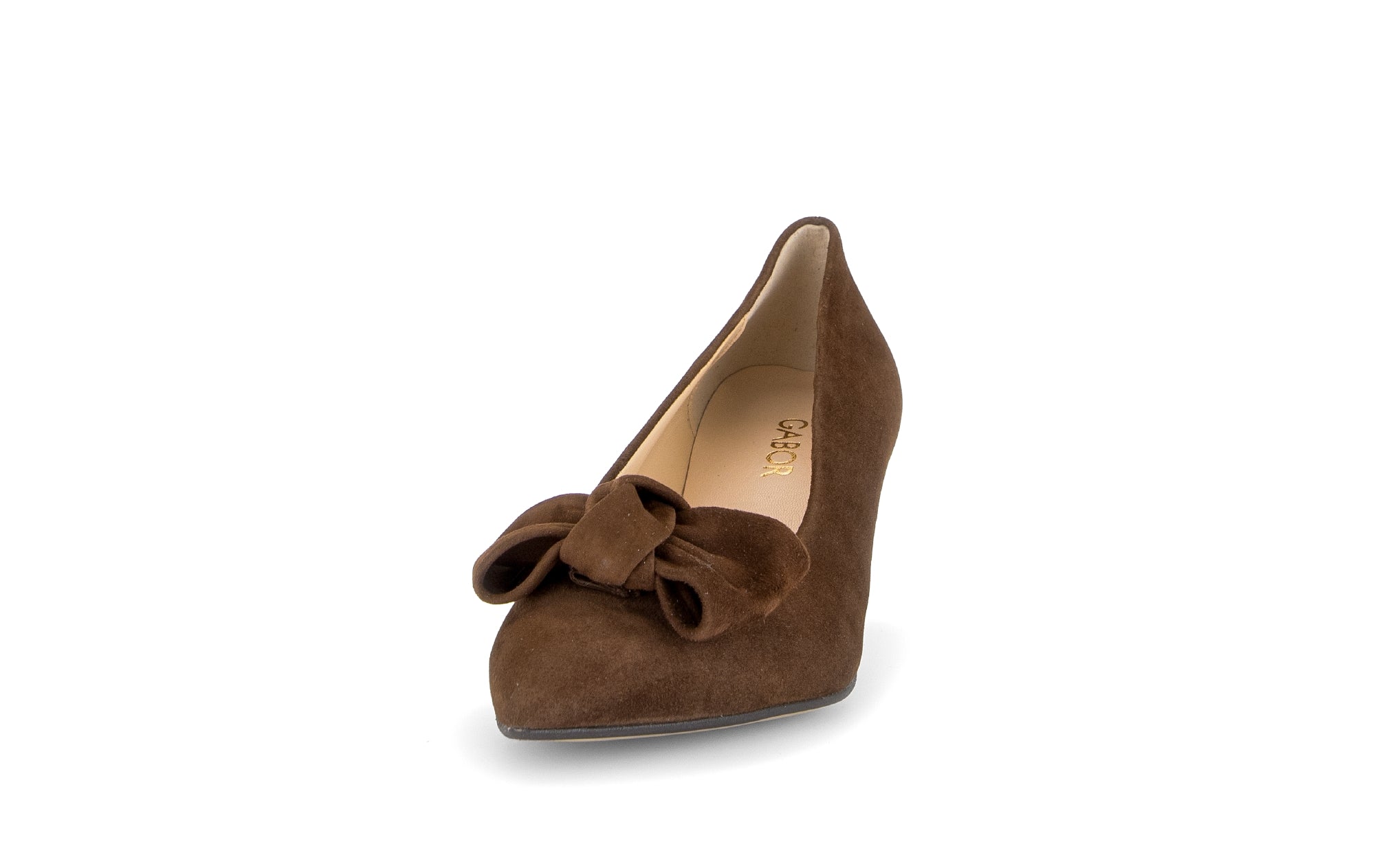 Gabor Dusty cacao brown bow trim court shoes, rotating product angle 20.