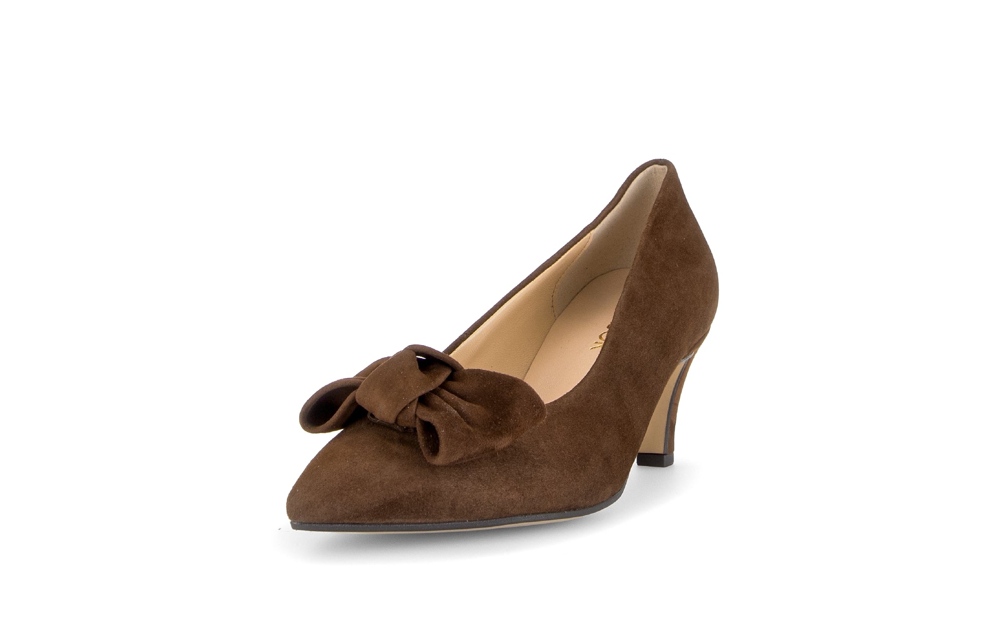 Gabor Dusty cacao brown bow trim court shoes, rotating product angle 21.