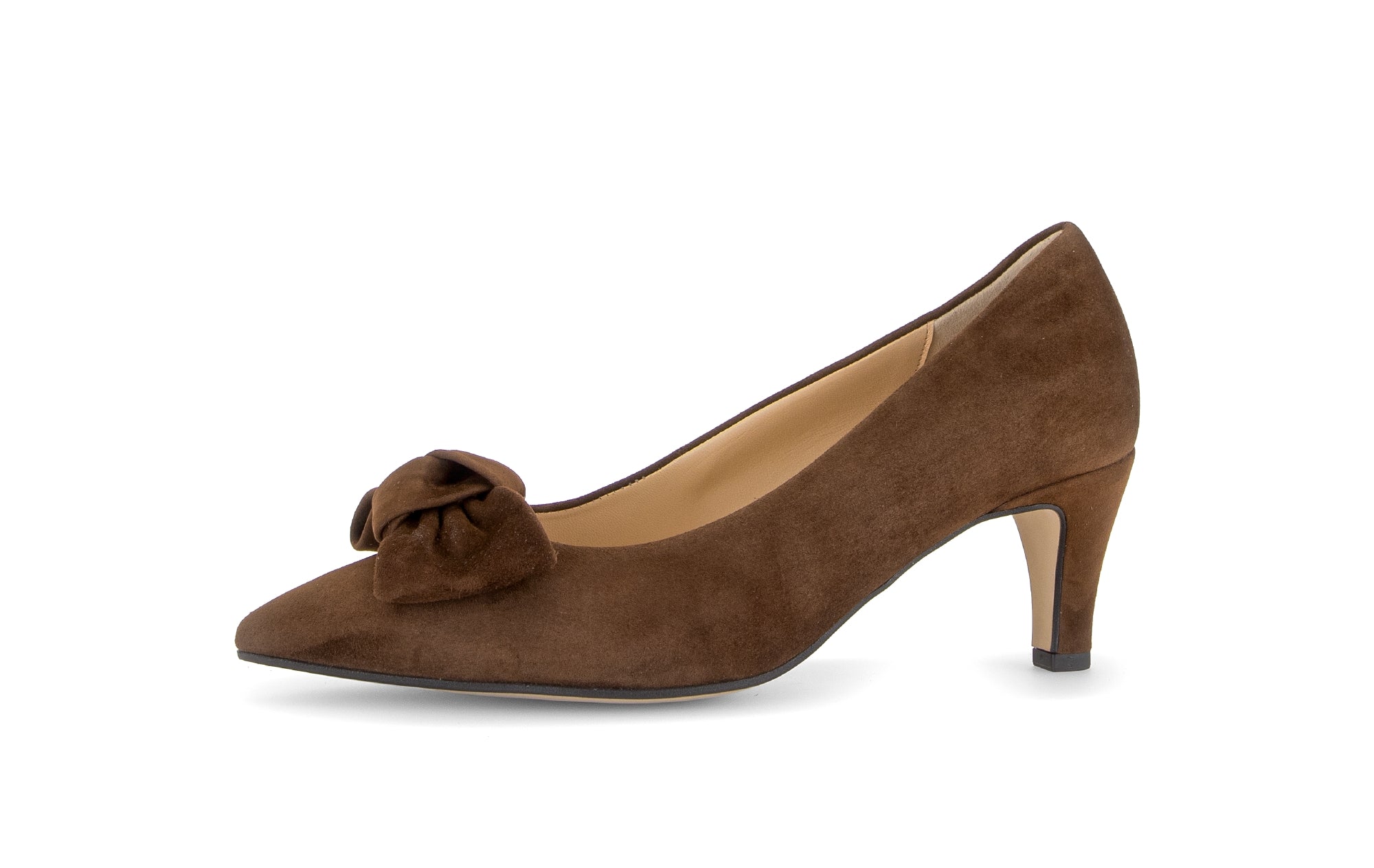 Gabor Dusty cacao brown bow trim court shoes, rotating product angle 24.