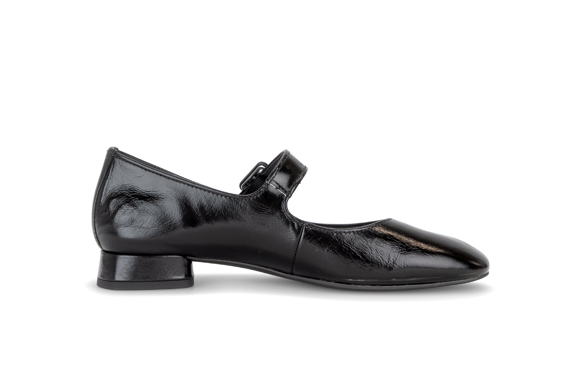 Gabor Iggy black mary jane shoes, inner side view.