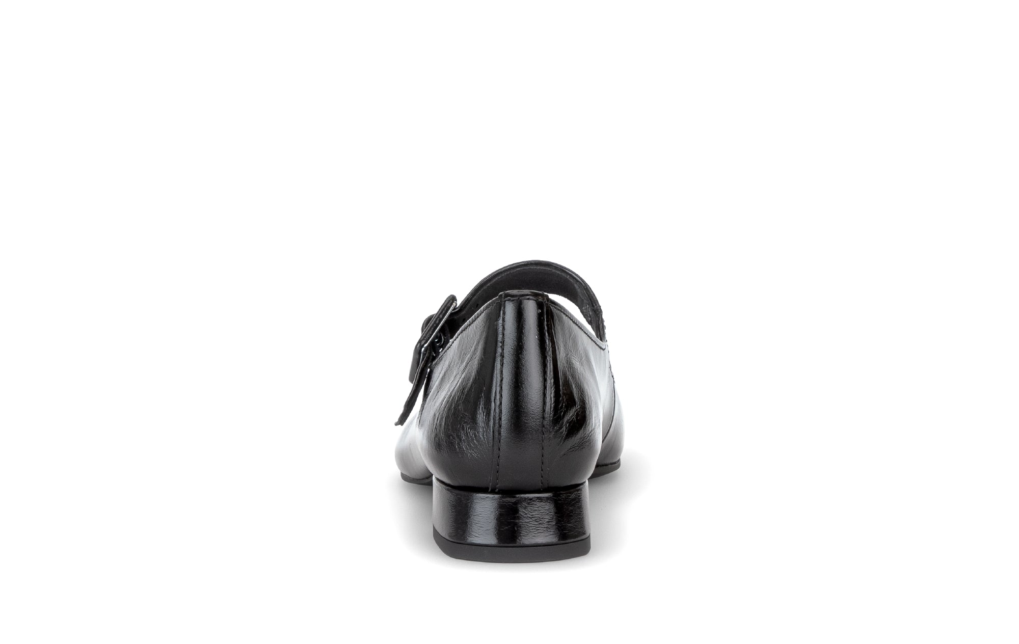 Gabor Iggy black mary jane shoes, rear view.