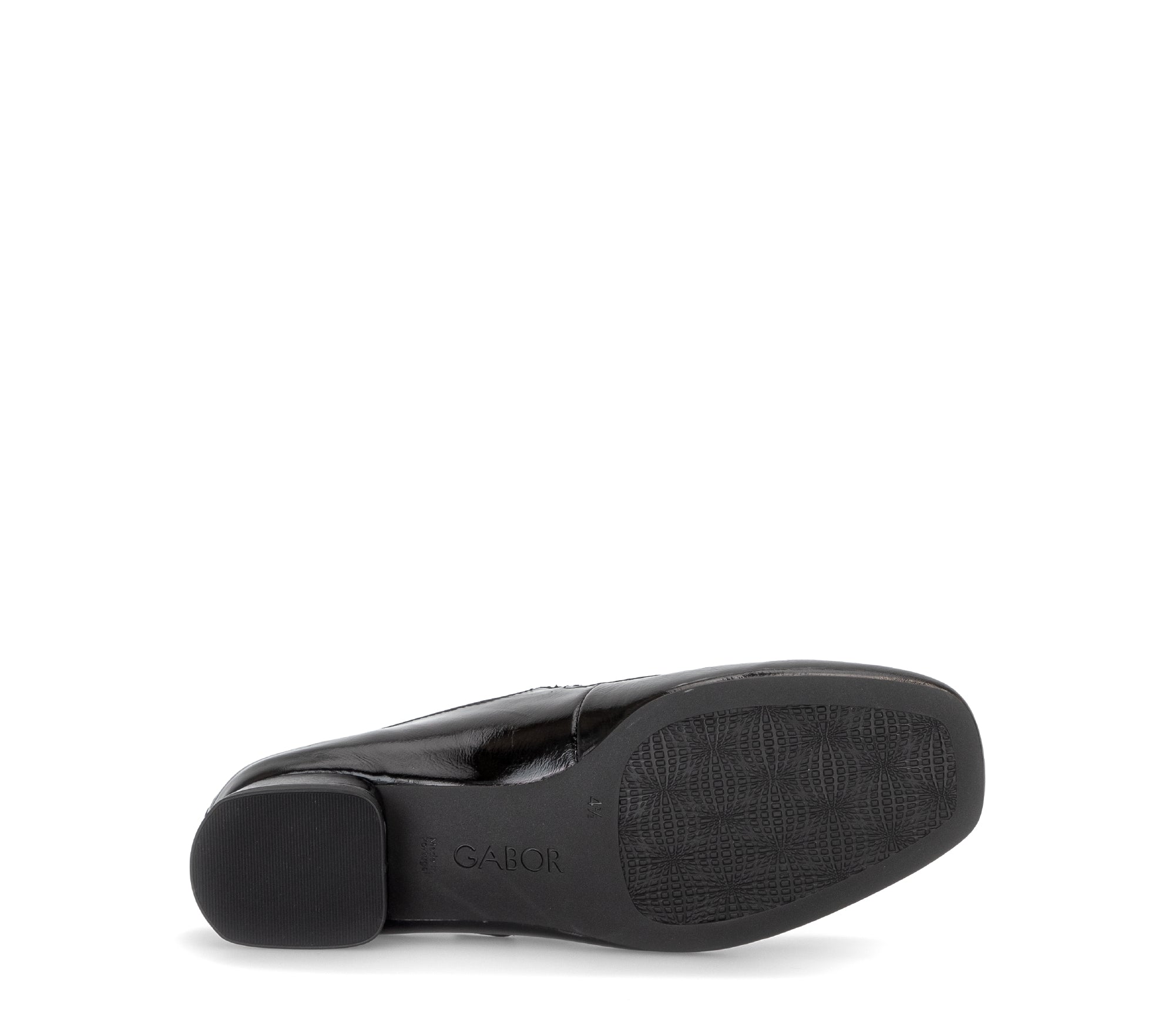 Gabor Iggy black mary jane shoes, sole view.
