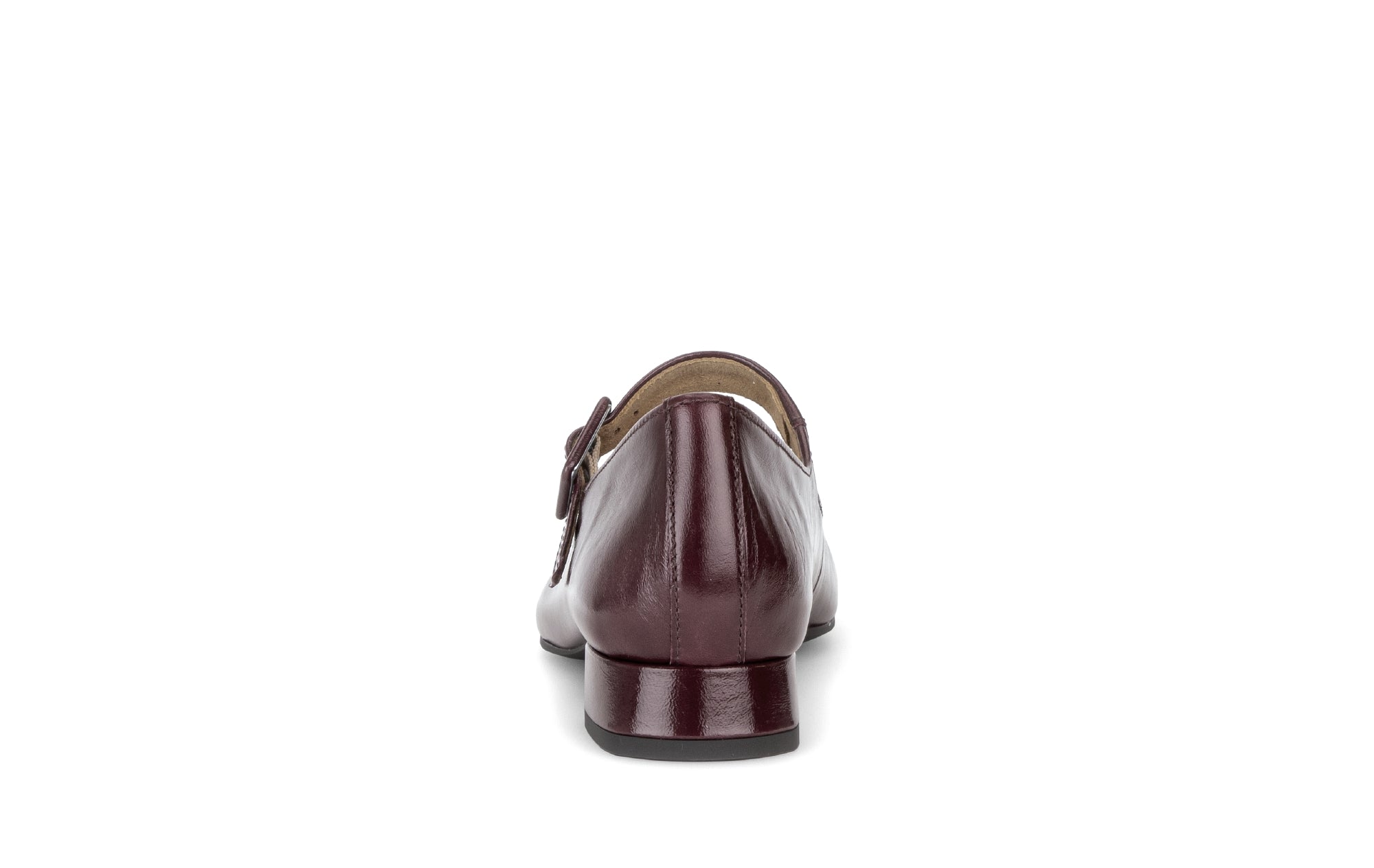 Gabor Iggy mulberry burgundy mary jane shoes, rear view.