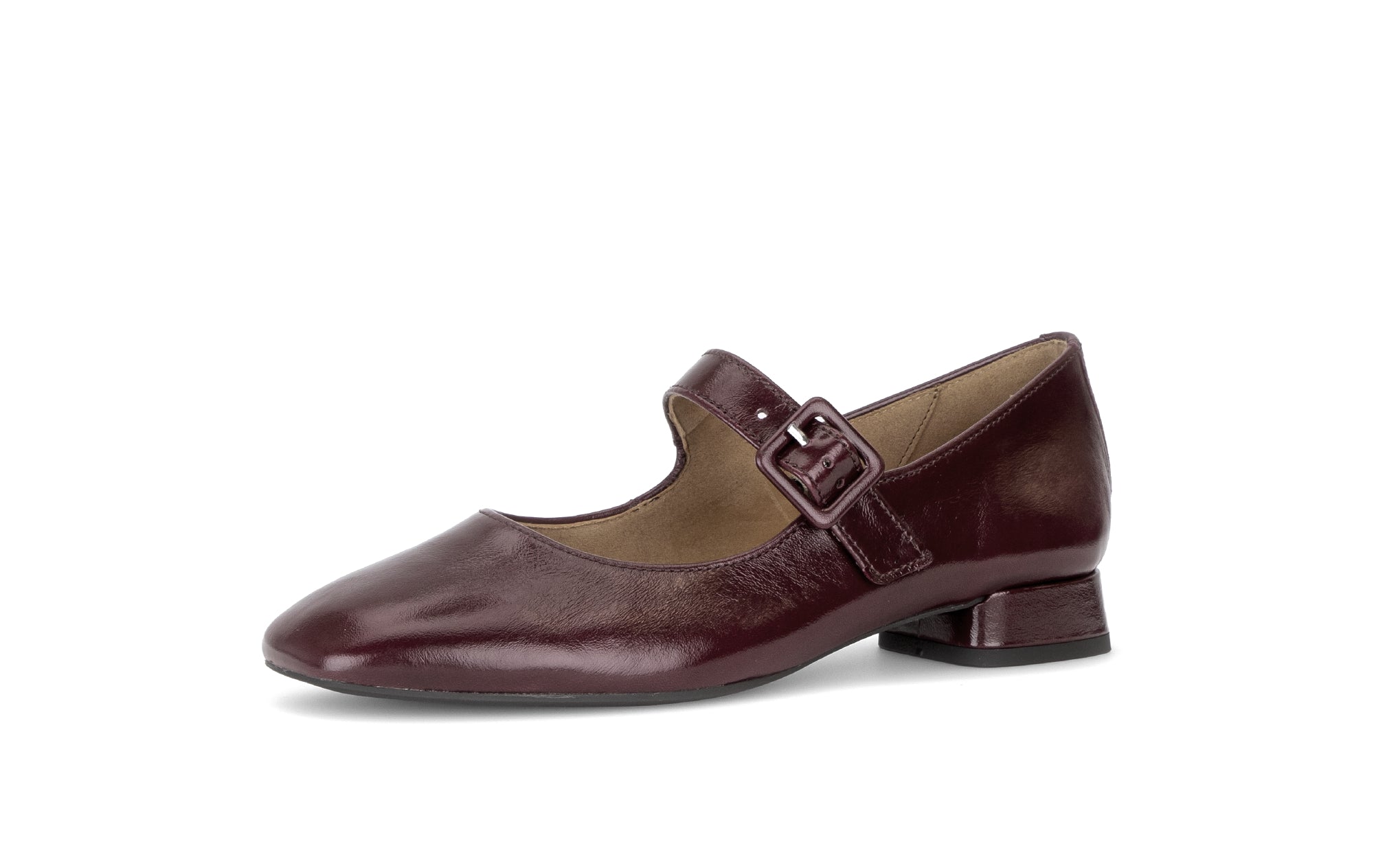 Gabor Iggy mulberry burgundy mary jane shoes, rotating product angle 23.