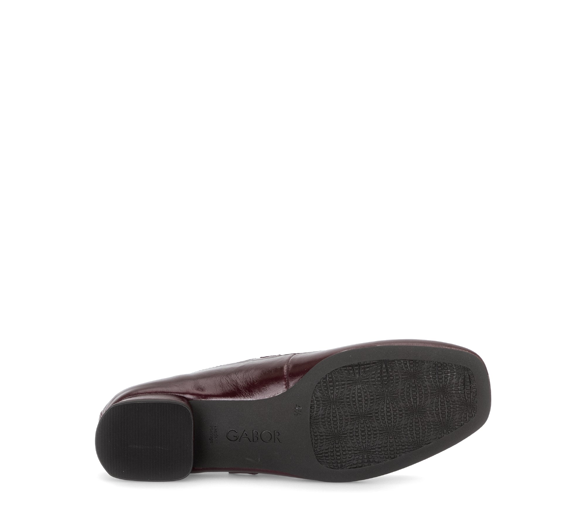 Gabor Iggy mulberry burgundy mary jane shoes, sole view.