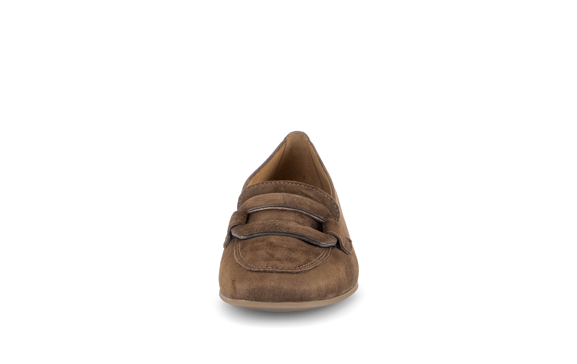 Gabor Great cacao brown loafers, front view.