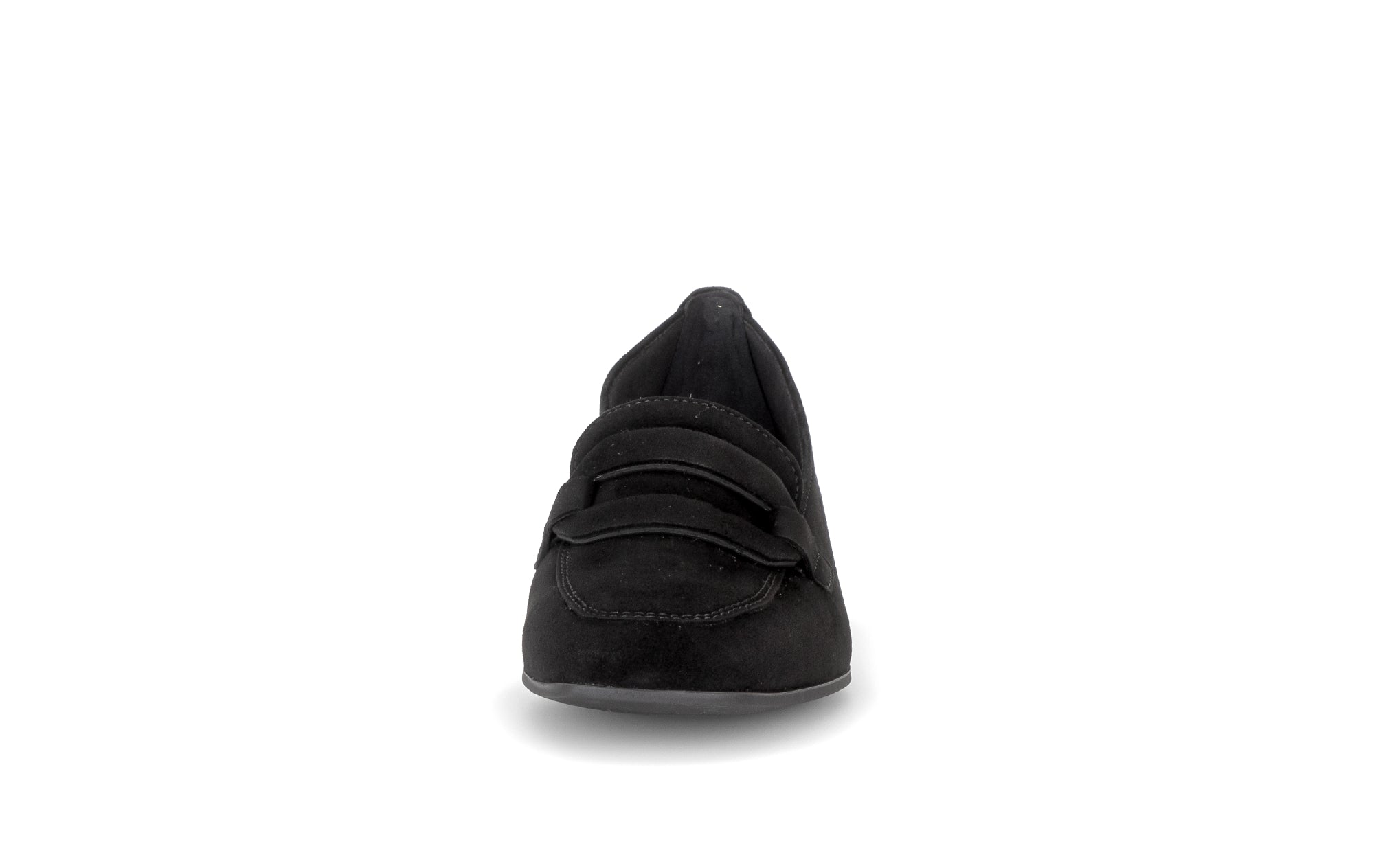 Gabor Great black loafers, front view.