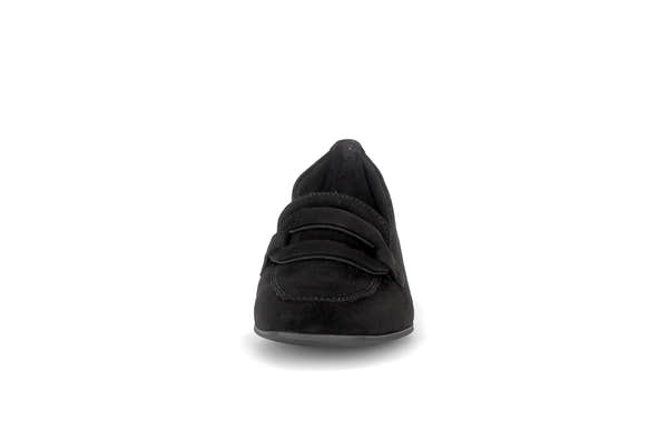 Gabor Great black loafers, front view.
