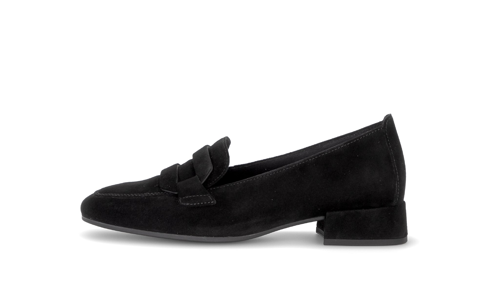 Gabor Great black loafers, outer side view.