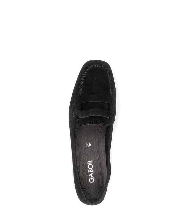 Gabor Great black loafers, top view.