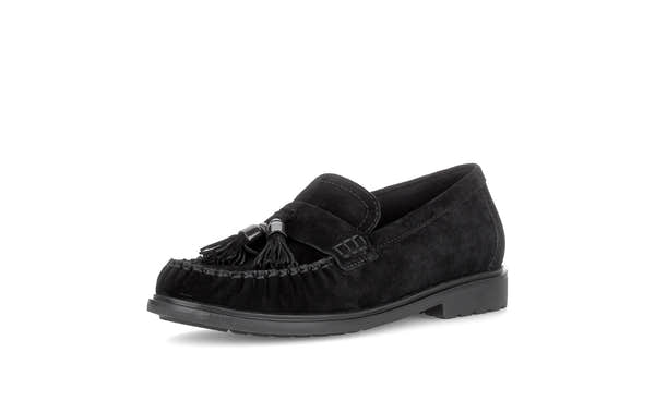 Gabor 4009.02.001 Hamble in black, front three-quarter view.
