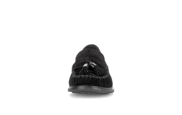 Gabor Hamble black moccasin loafers, front view.