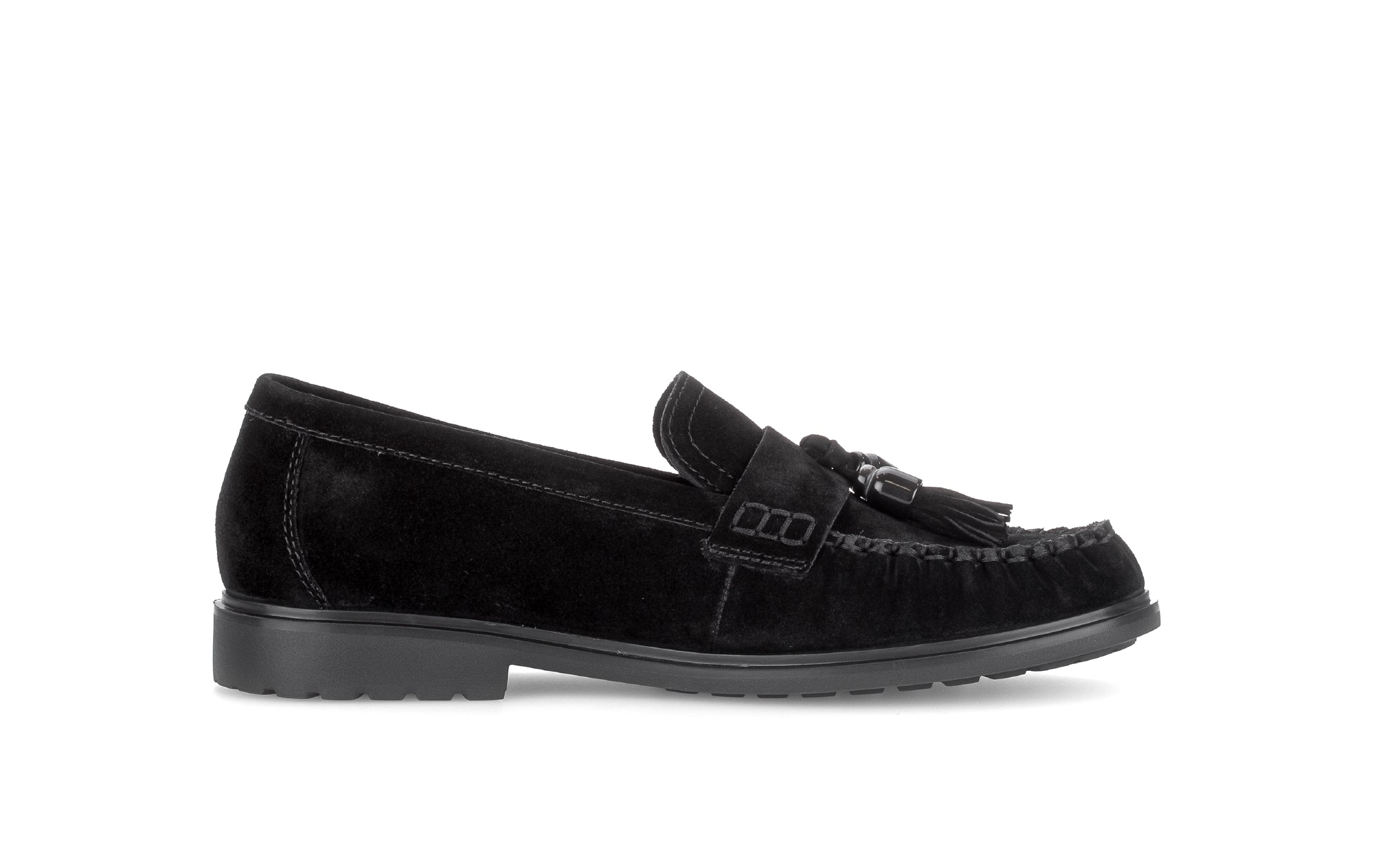Gabor Hamble black moccasin loafers, inner side view.