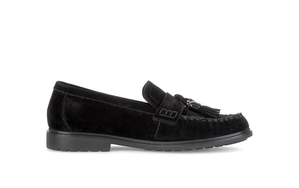 Gabor Hamble black moccasin loafers, inner side view.