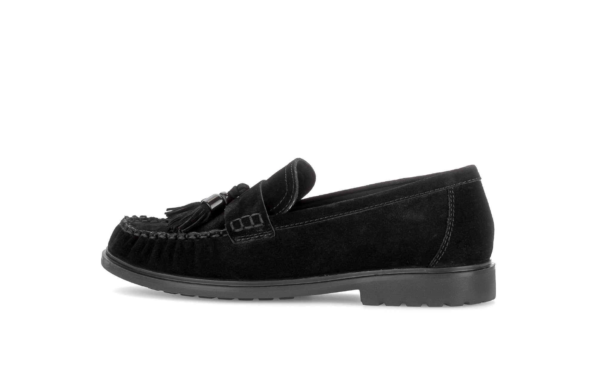 Gabor Hamble black moccasin loafers, rotating product angle 02.