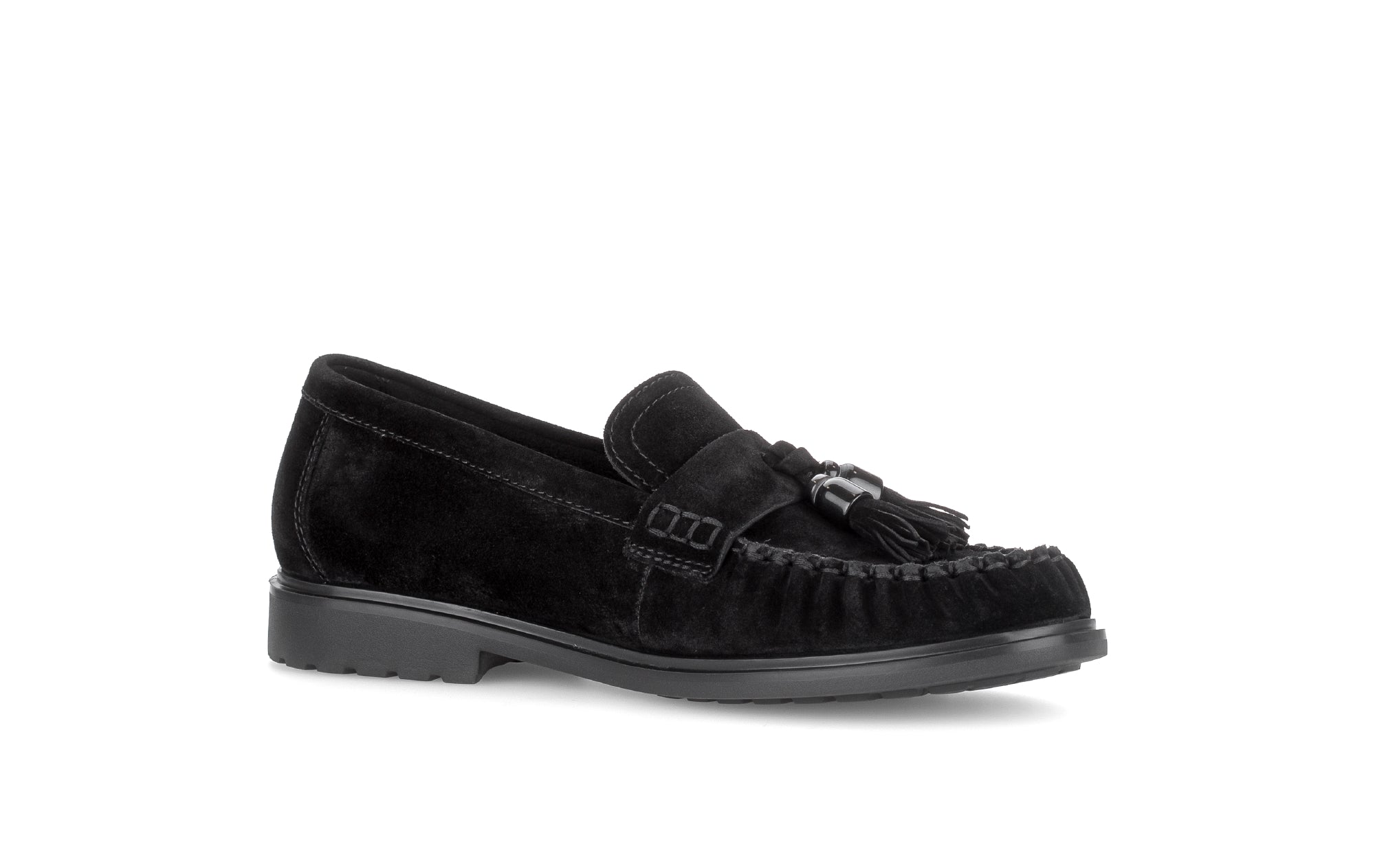 Gabor Hamble black moccasin loafers, rotating product angle 15.