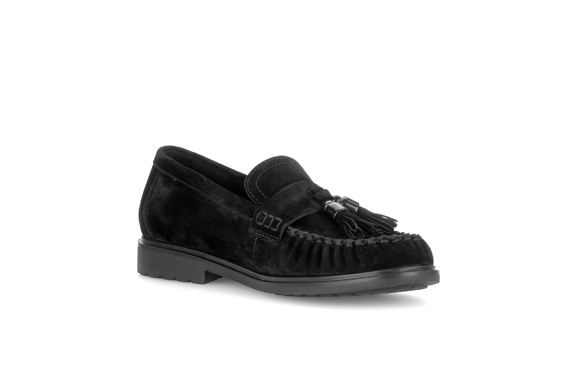 Gabor Hamble black moccasin loafers, rotating product angle 16.
