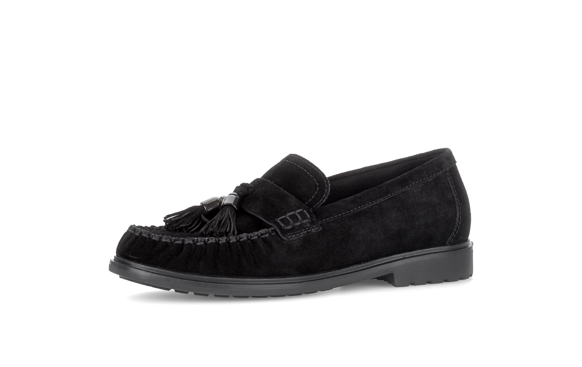 Gabor Hamble black moccasin loafers, rotating product angle 23.