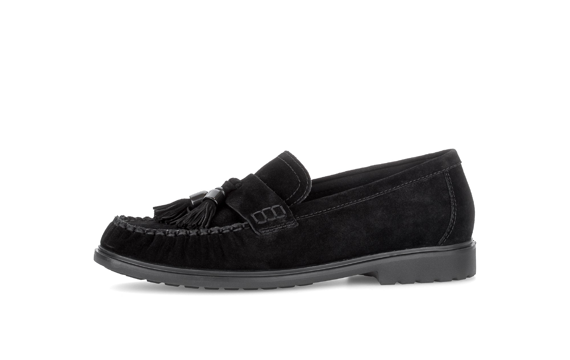 Gabor Hamble black moccasin loafers, rotating product angle 24.