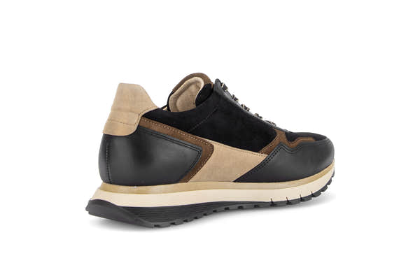 Gabor Hollywell black/tan/gold rollingsoft zip & lace trainers, rotating product angle 10.