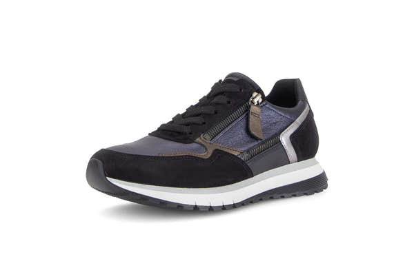 Gabor 6029.01.003 Hollywell in navy blue/black/taupe, front three-quarter view.