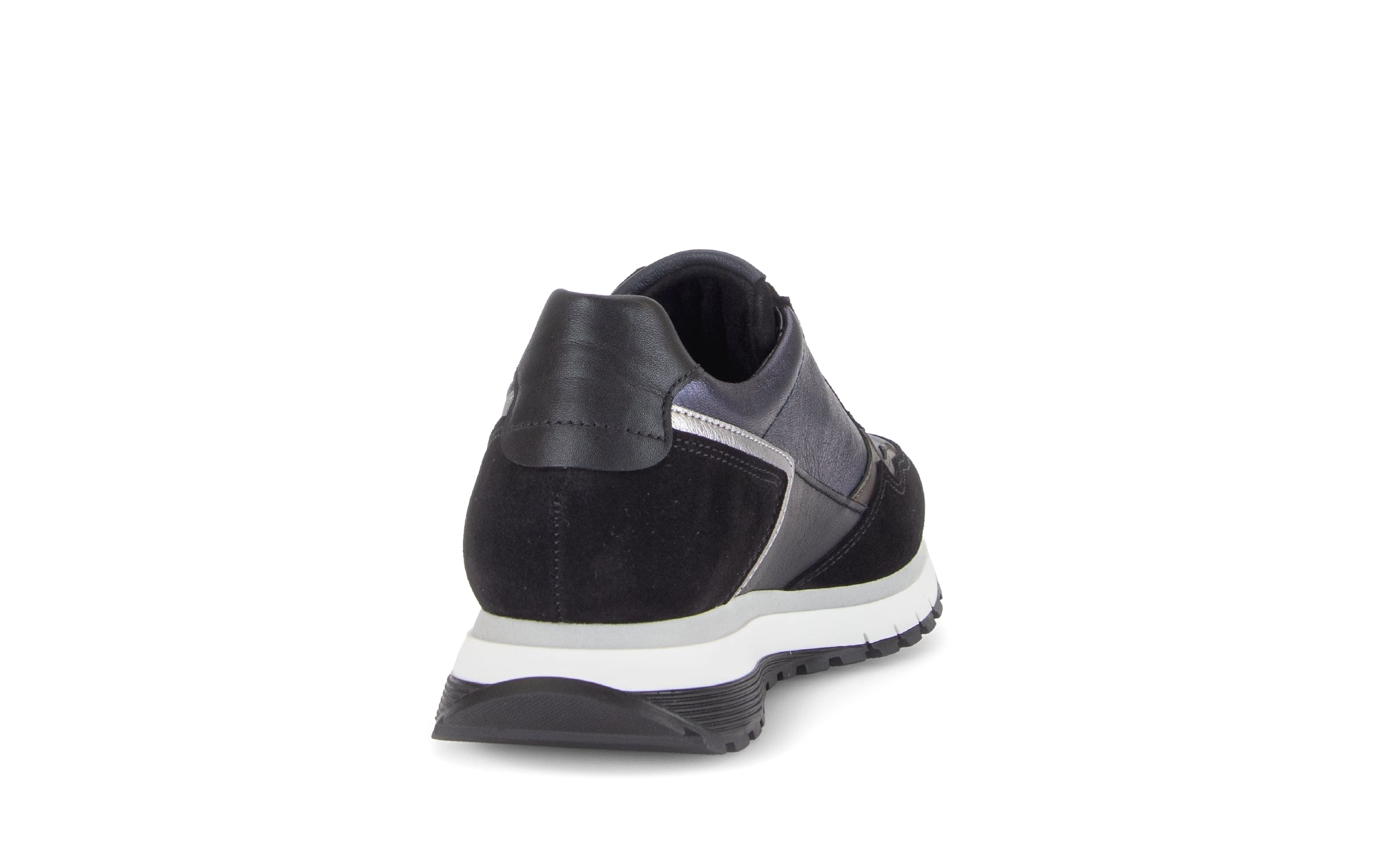 Gabor Hollywell navy blue/black/taupe rollingsoft zip & lace trainers, rotating product angle 08.