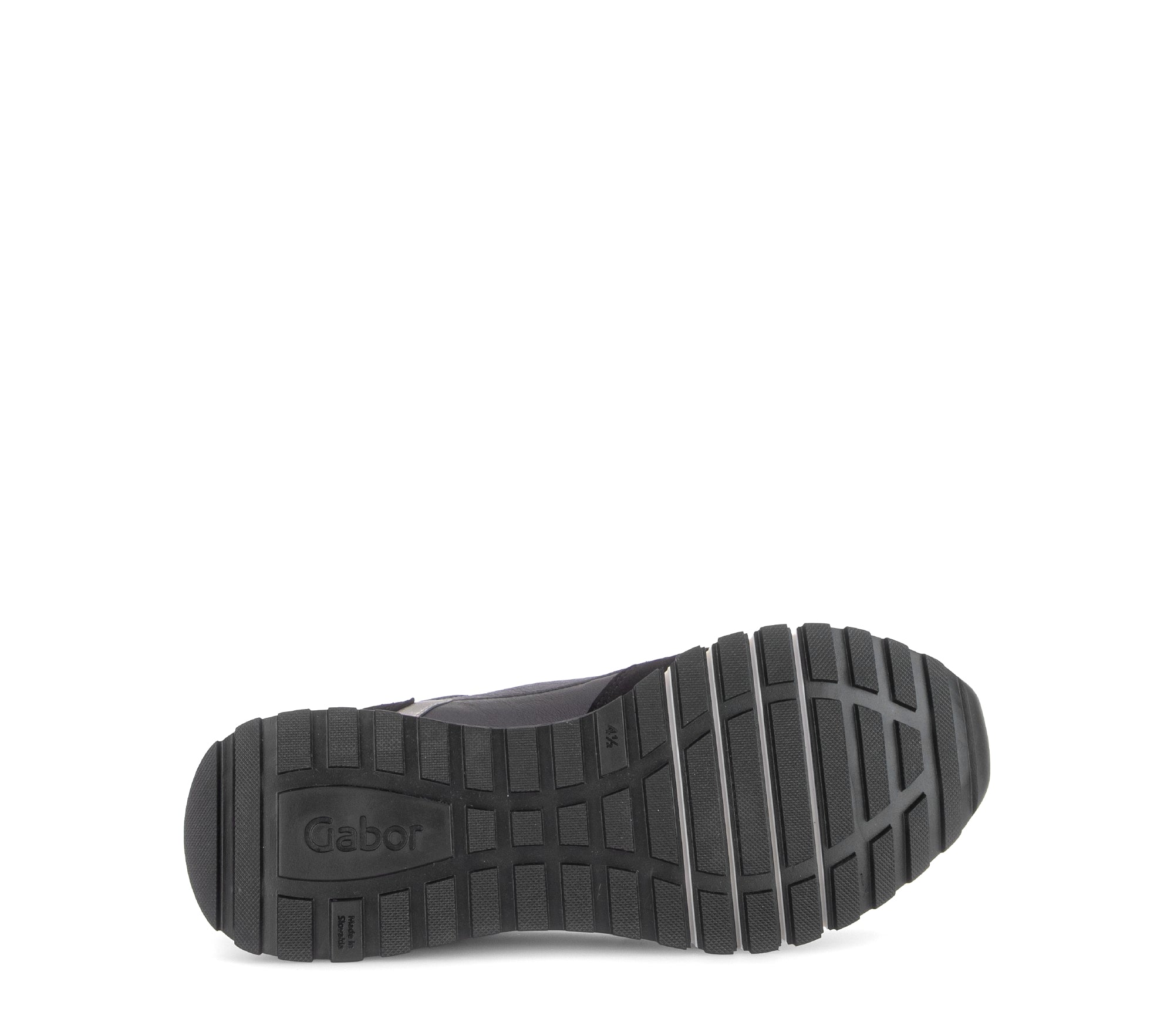 Gabor Hollywell navy blue/black/taupe rollingsoft zip & lace trainers, sole view.