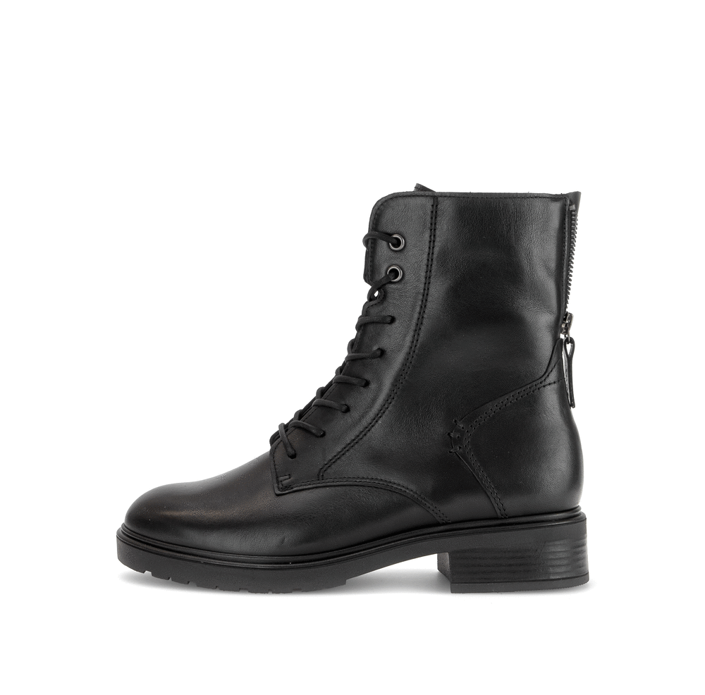 Gabor Patron black zip & lace boots, animated rotating view.