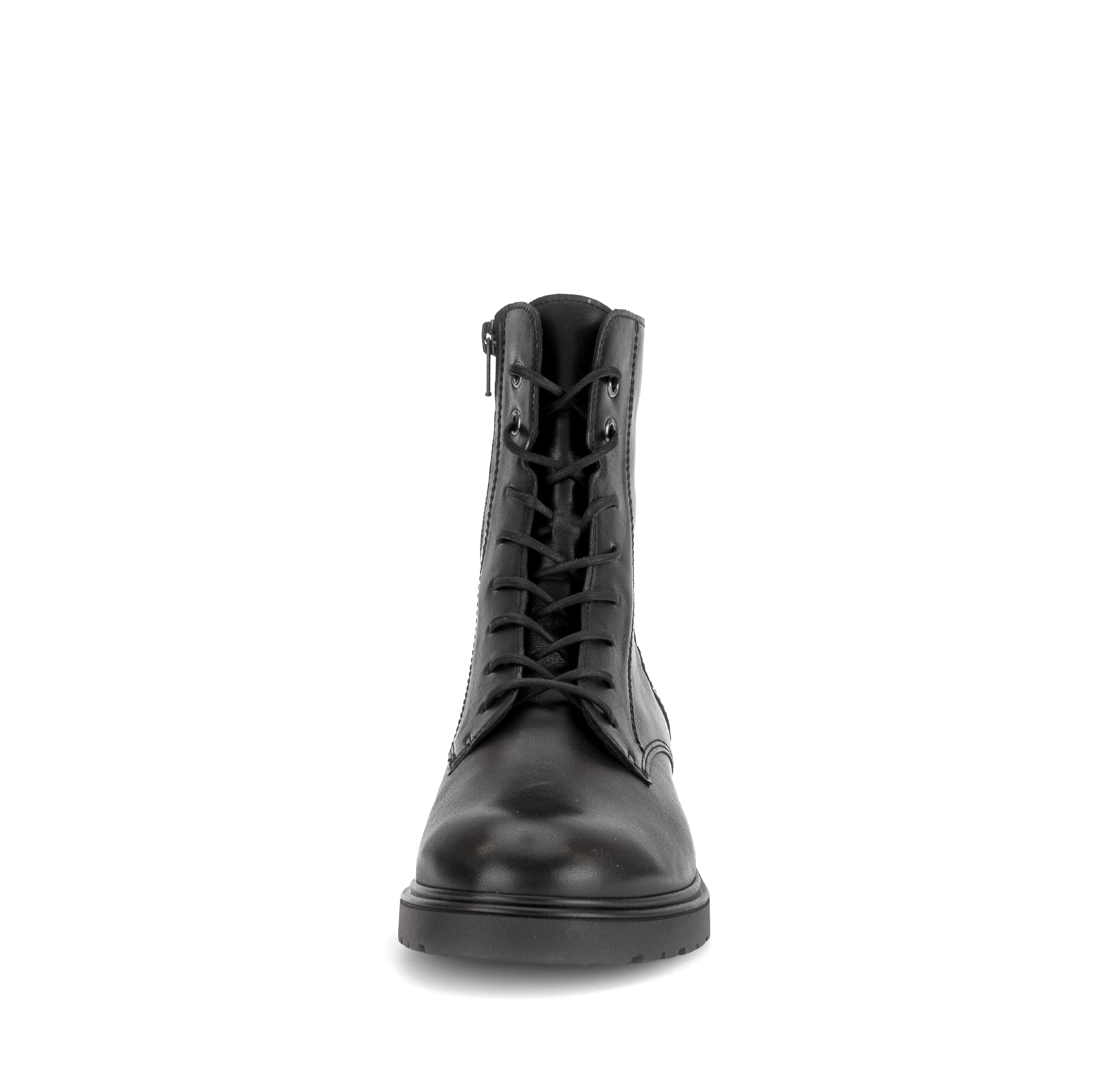 Gabor Patron black zip & lace boots, front view.