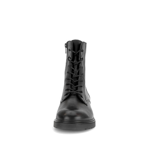 Gabor Patron black zip & lace boots, front view.
