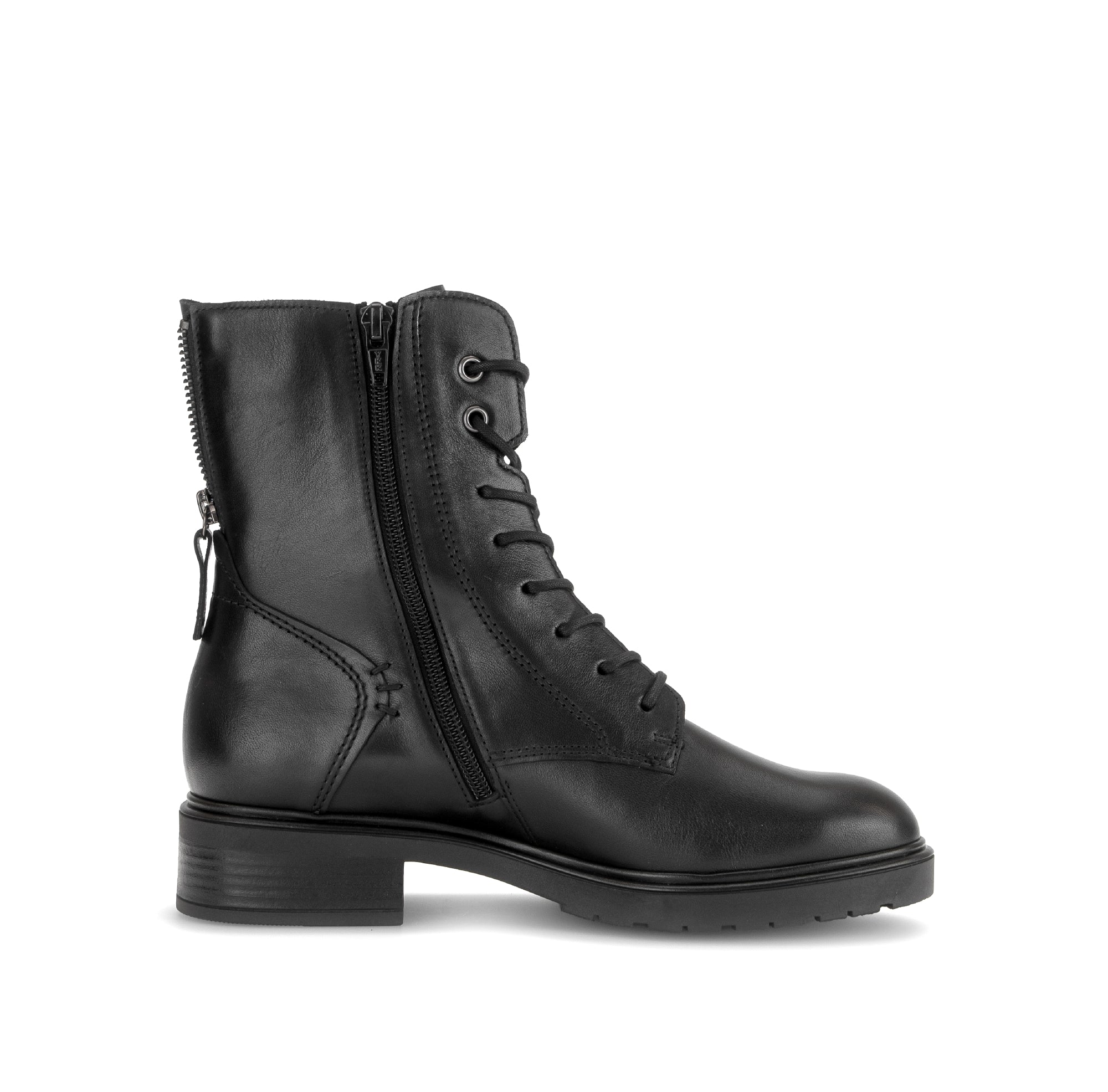 Gabor Patron black zip & lace boots, inner side view.