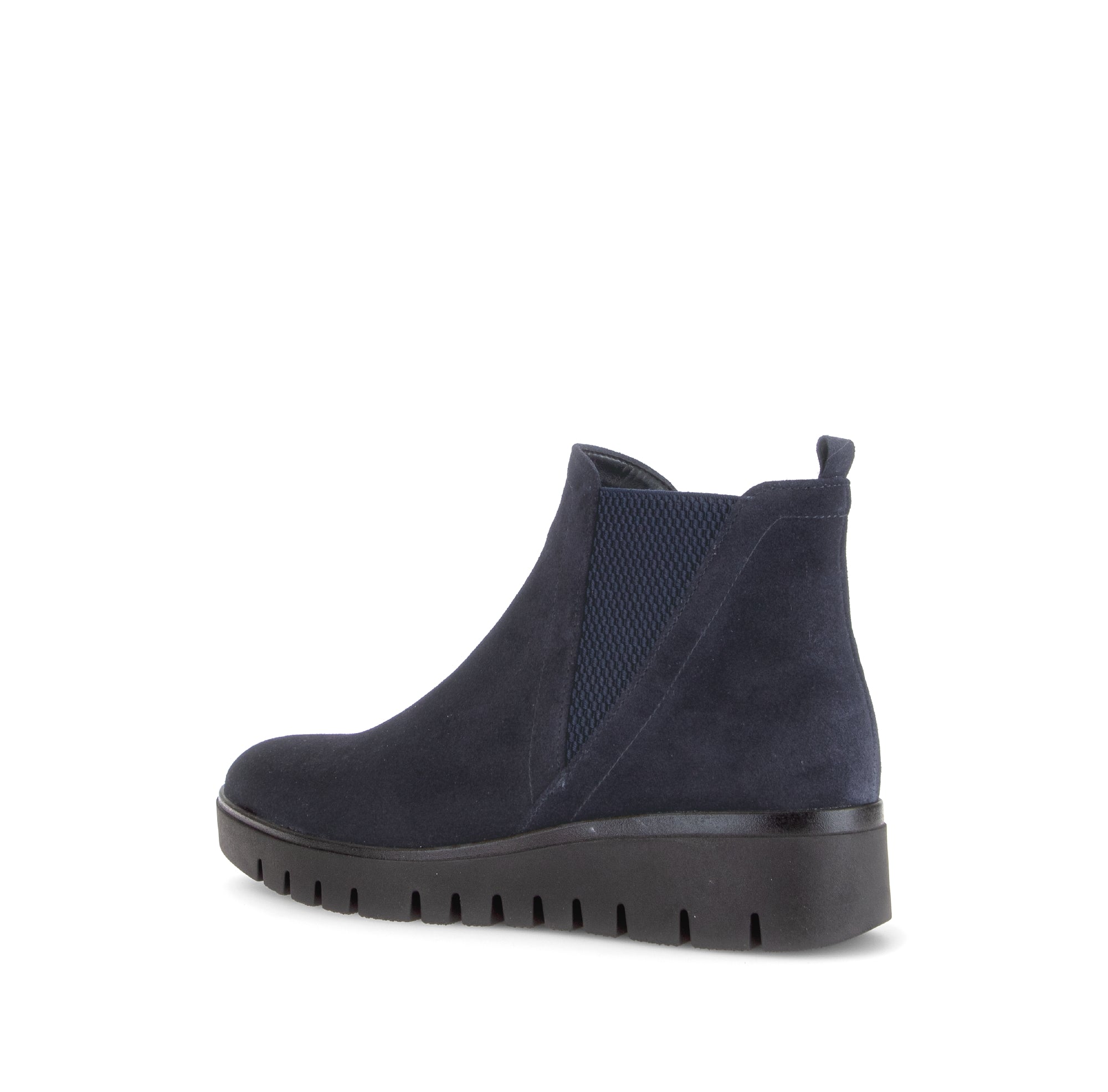 Gabor Dublin navy blue side zip ankle boots, rotating product angle 03.