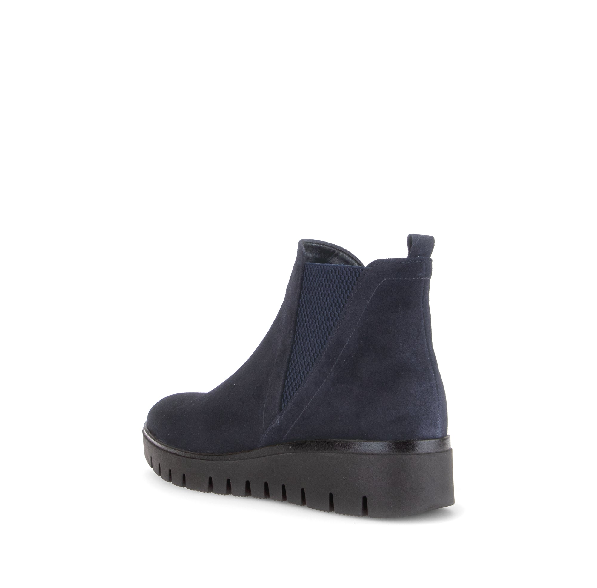 Gabor Dublin navy blue side zip ankle boots, rotating product angle 04.