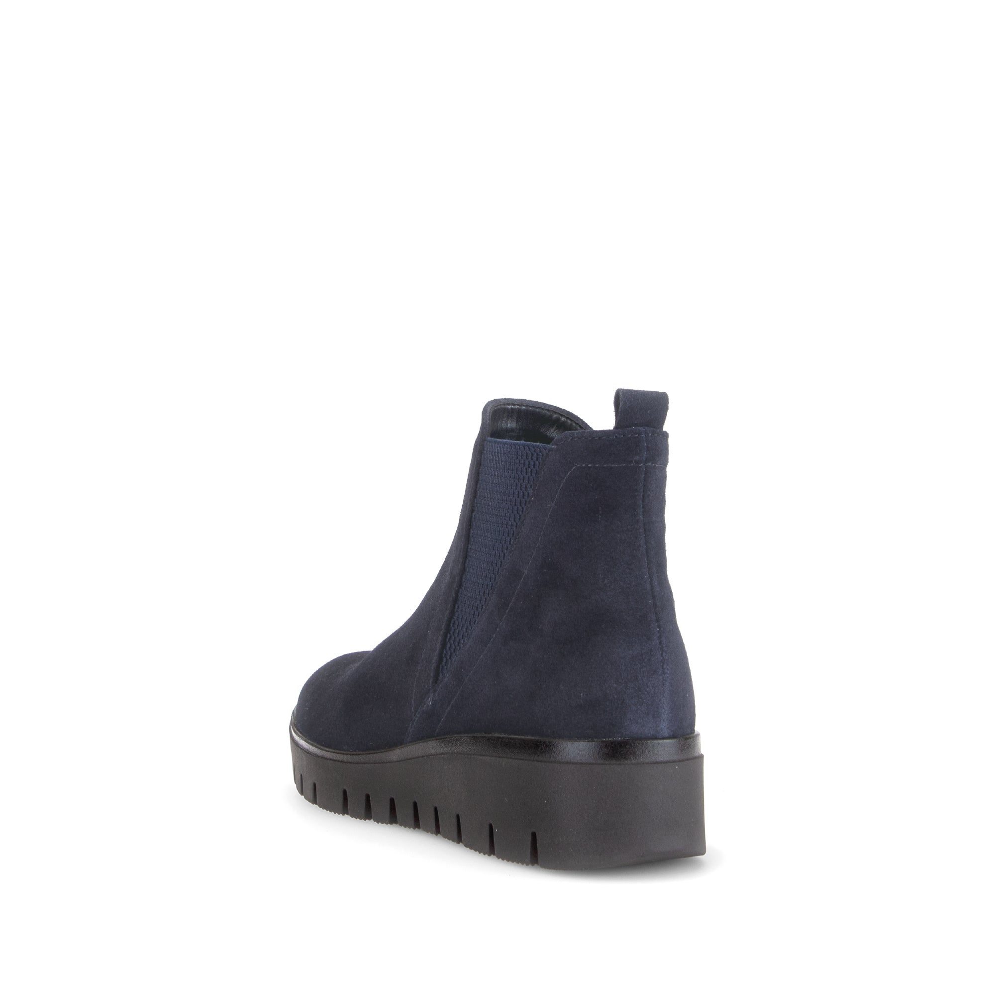 Gabor Dublin navy blue side zip ankle boots, rotating product angle 05.
