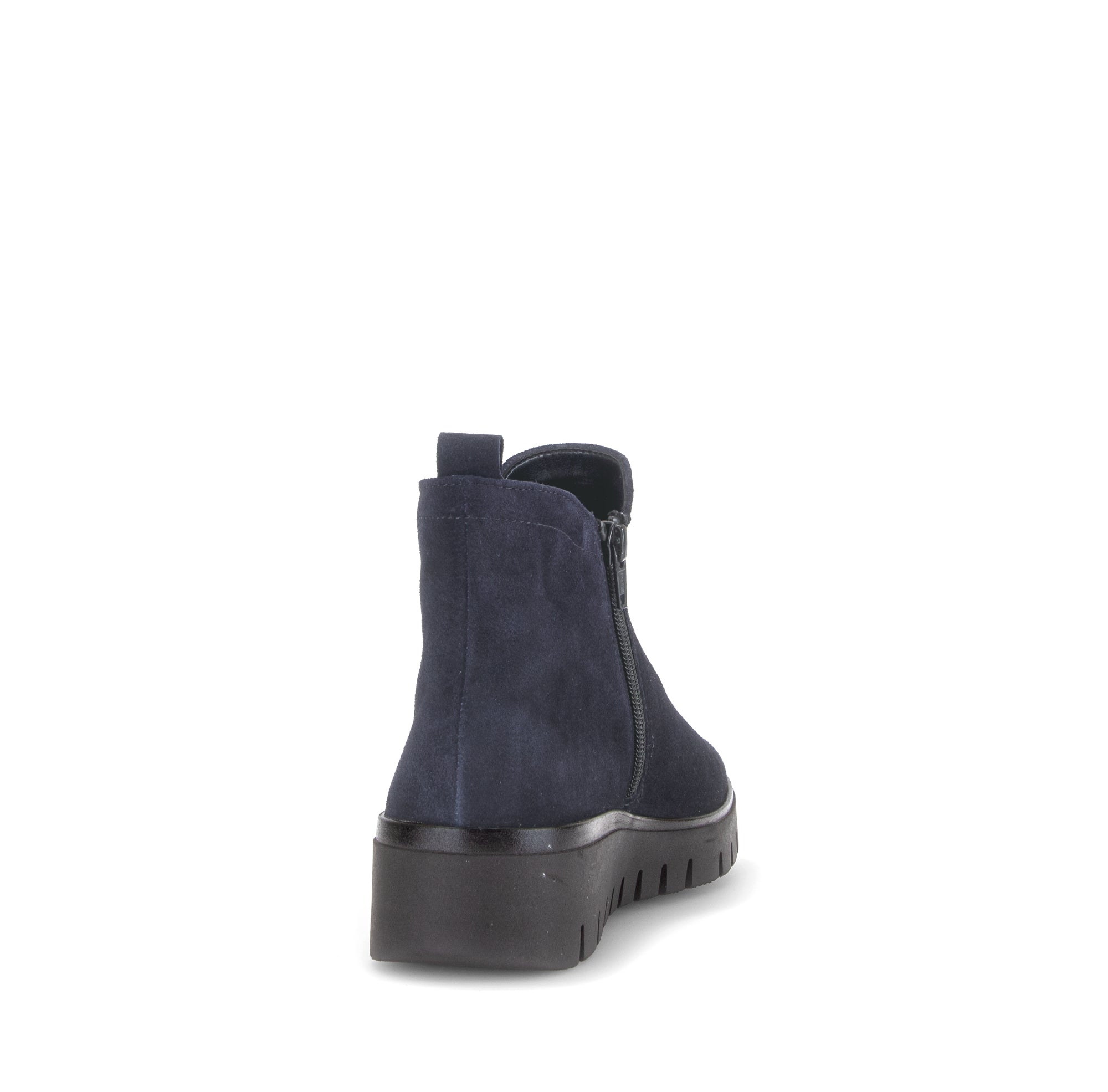 Gabor Dublin navy blue side zip ankle boots, rotating product angle 08.