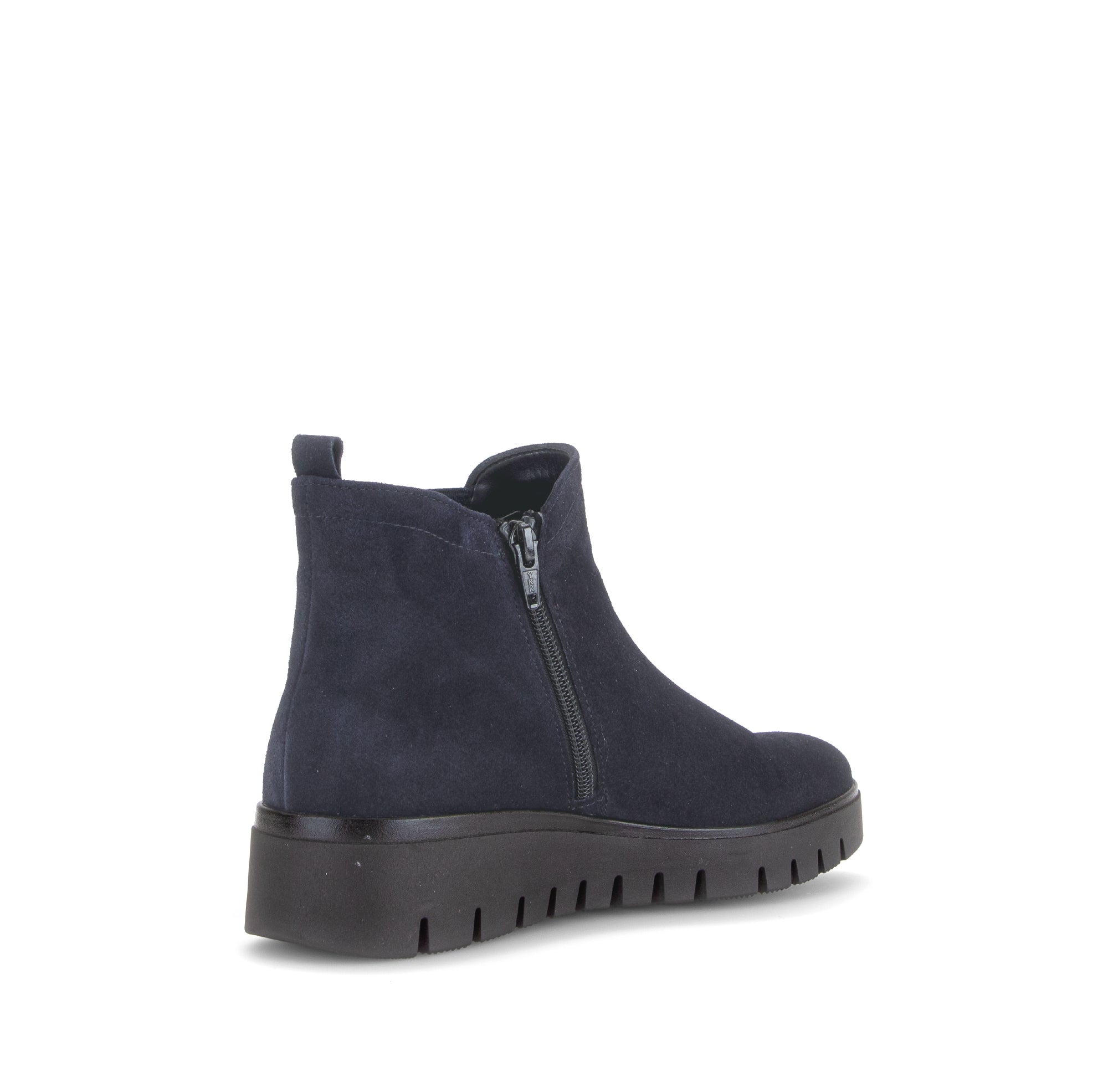 Gabor Dublin navy blue side zip ankle boots, rotating product angle 10.