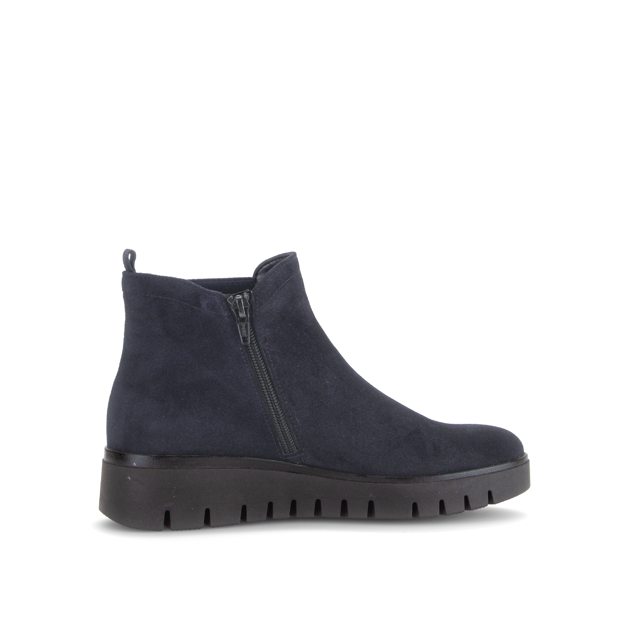 Gabor Dublin navy blue side zip ankle boots, rotating product angle 12.