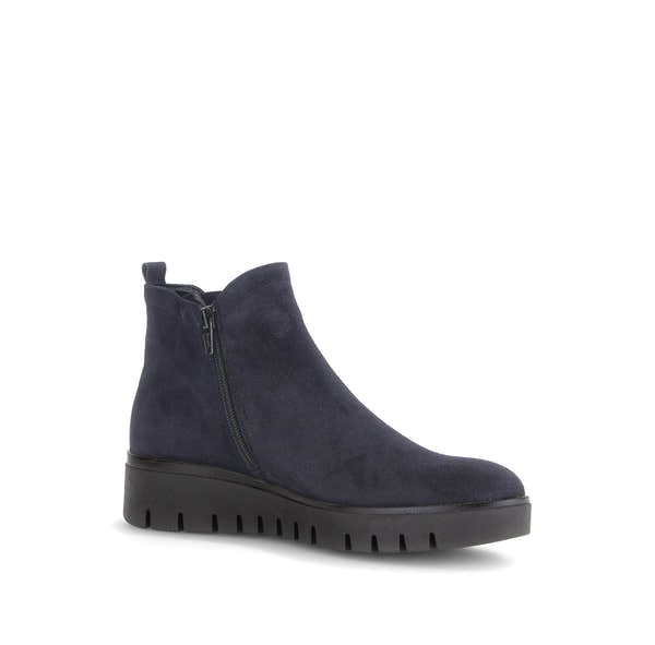 Gabor Dublin navy blue side zip ankle boots, rotating product angle 15.